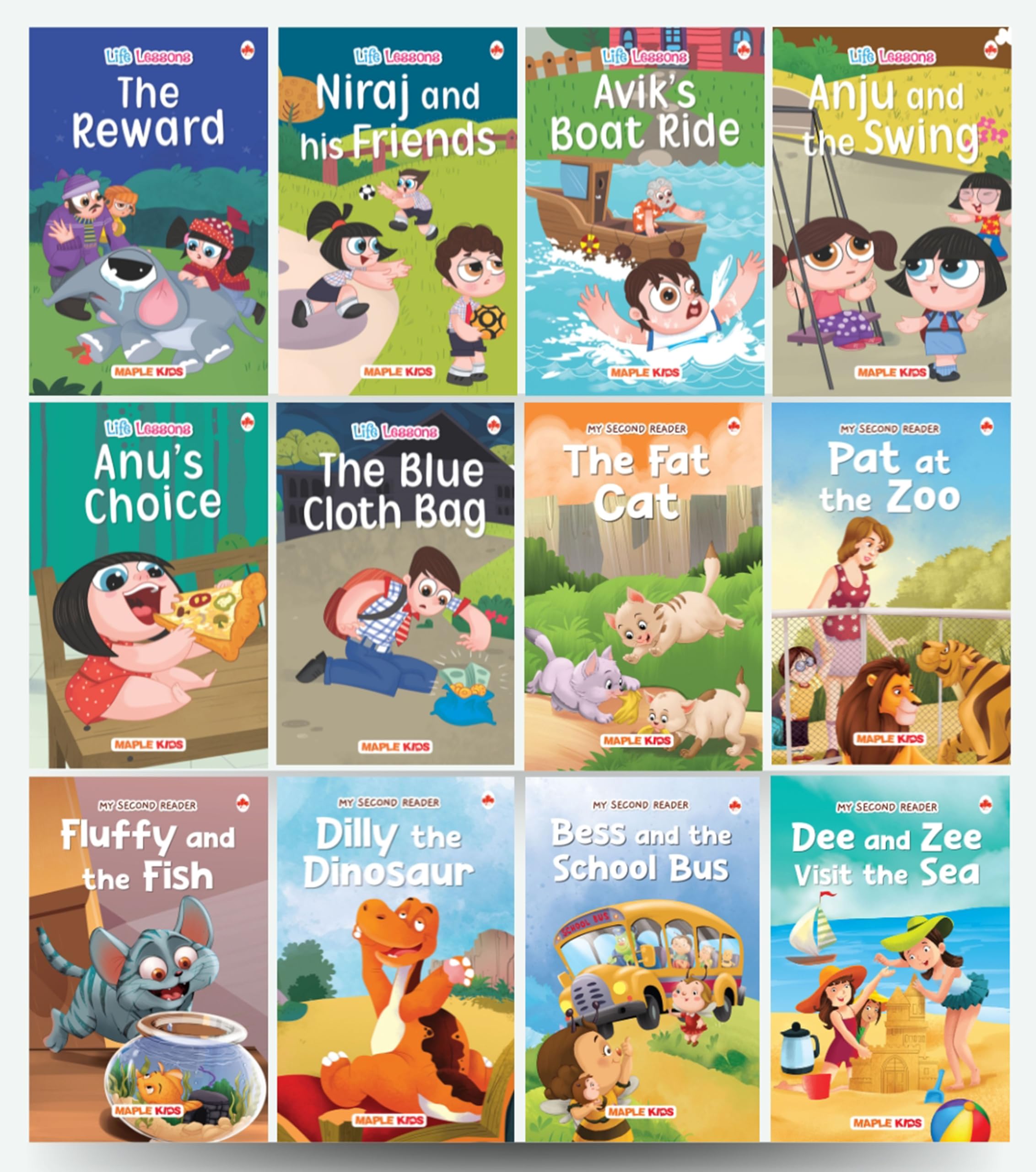 Story Books for Kids (Set of 12 Books) (Illustrated)  Phonic stories  Bedtime Stories  Moral Stories  3 to 10 Years Old  Re
