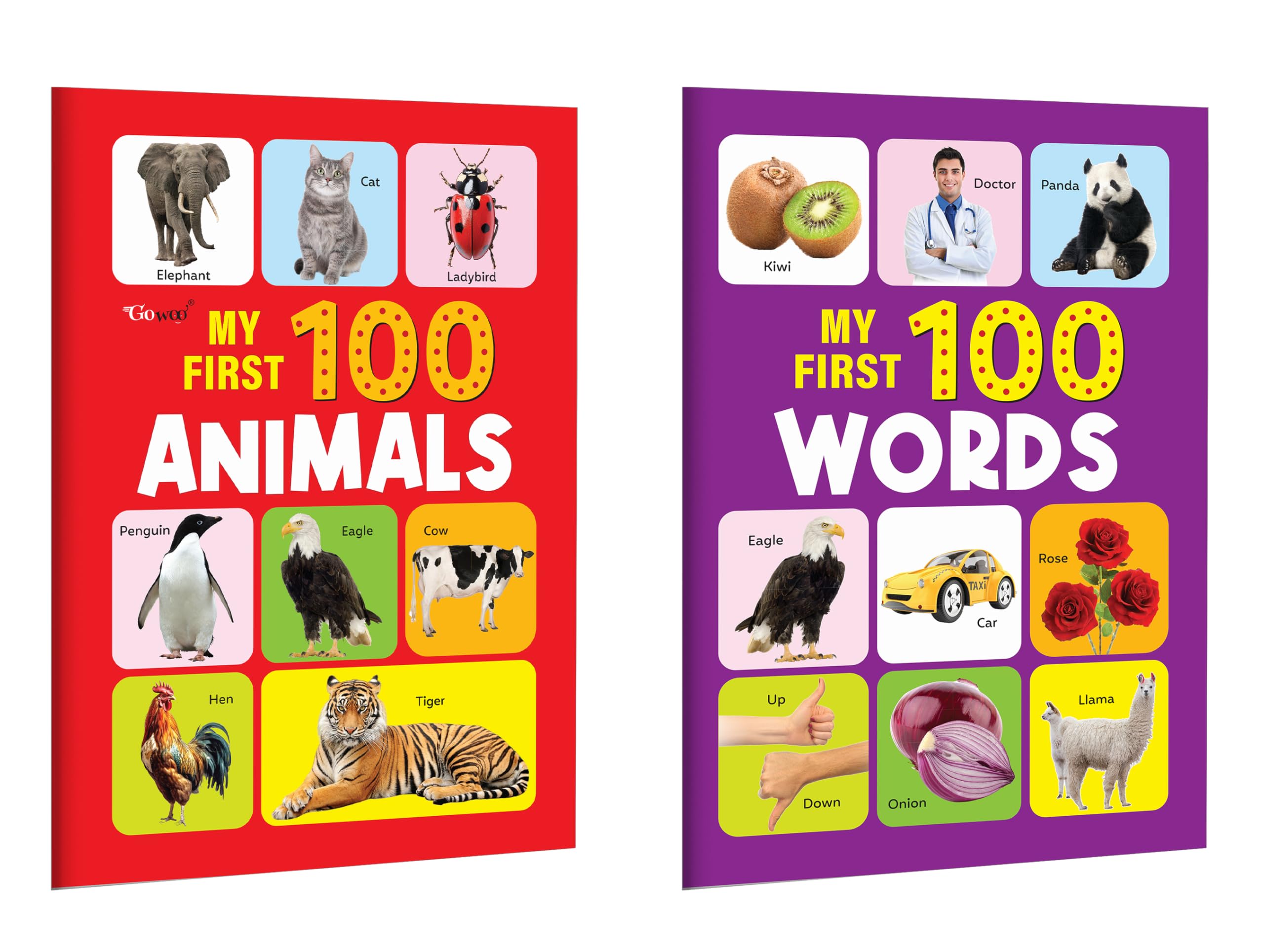 My First 100  Animals and Words : Vocabulary builder books, preschool knowledge pack, toddler language development, colourful 