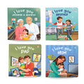 Story Books For Kids (Set Of 4 Books)  I Love You Mom, Dad, Brother, Grandma And Grandpa  Illustrated Board Books  Age 02 Ye