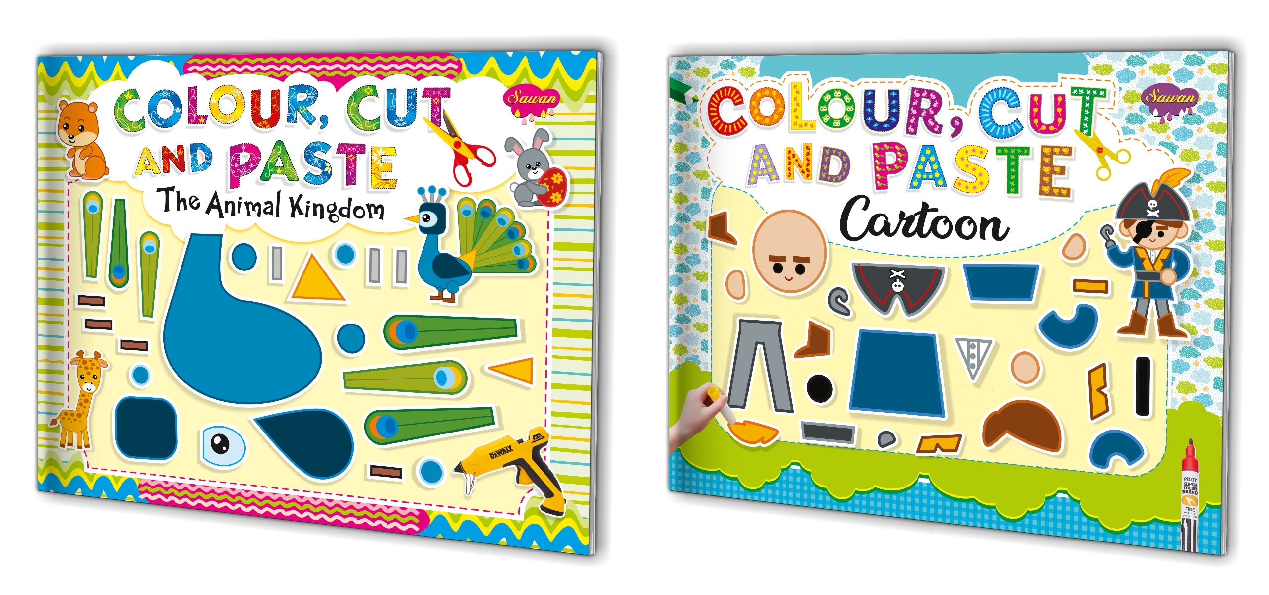 Colour, Cut And Paste Book | Pack Of 2 Books (V1)