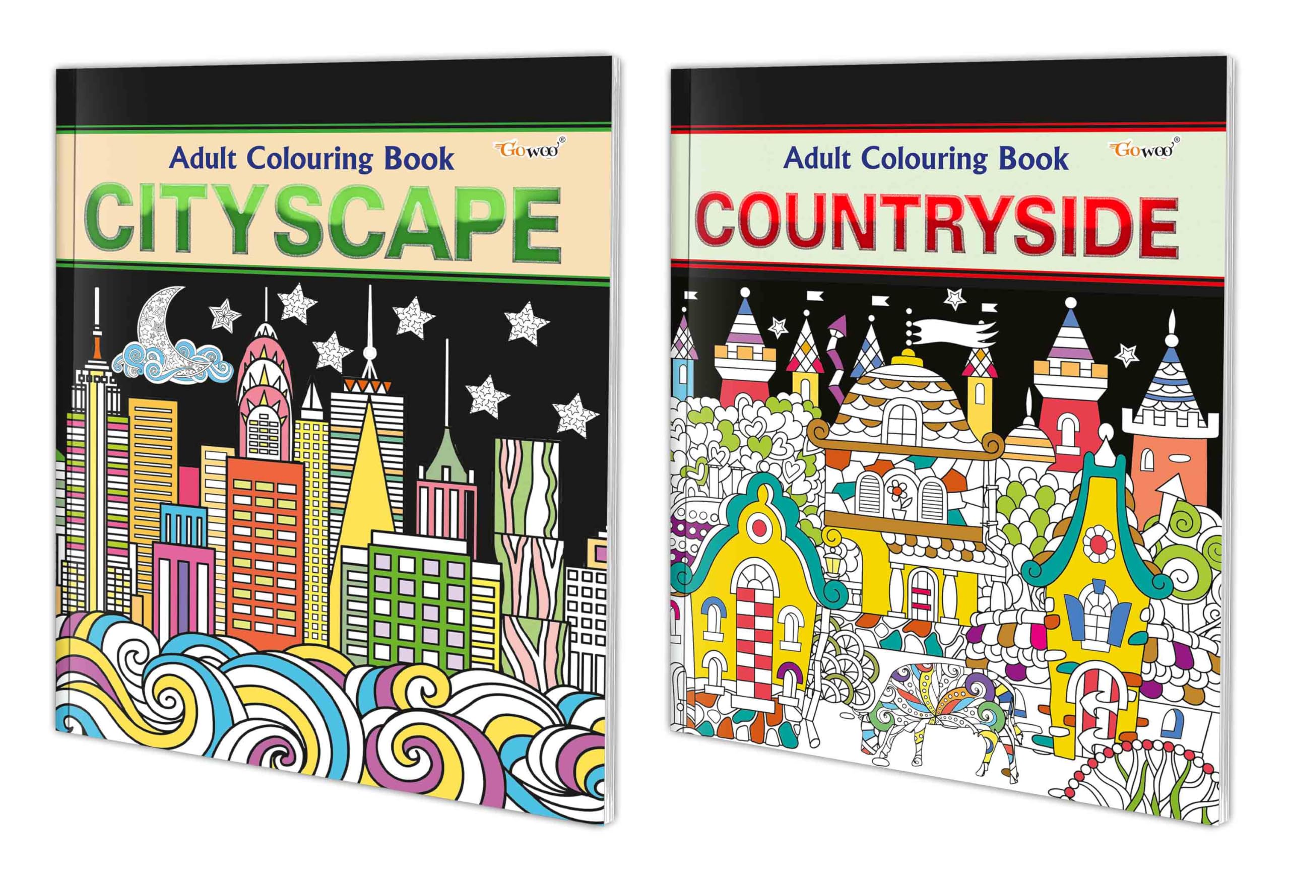 Cityscape and Countryside Adult Colouring Books : Relaxing Art Coloring Book, Coloring Book for Adults, Mindful Art Coloring, Ad