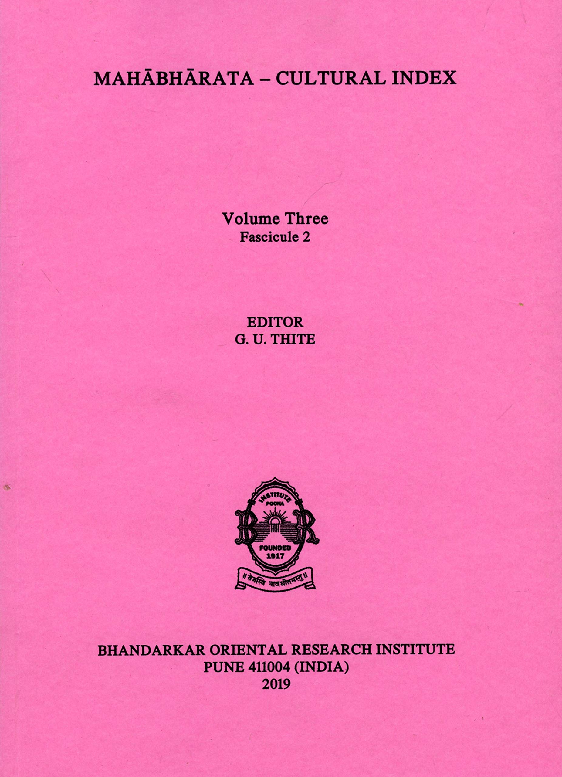 Mahabharata Cultural Index  Vol. Iii, Fasc Ii