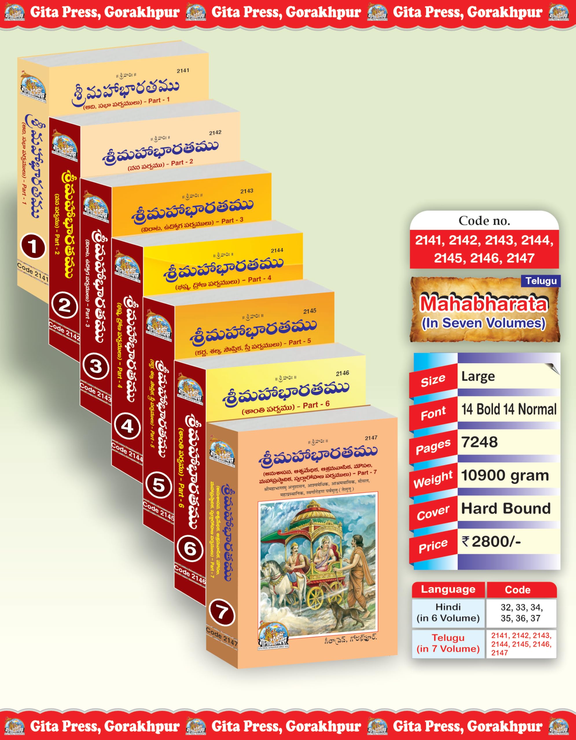 Mahabharatam, In Telugu (Part1,2,3,4,5,6,7) By Gita Press Gorakhpur