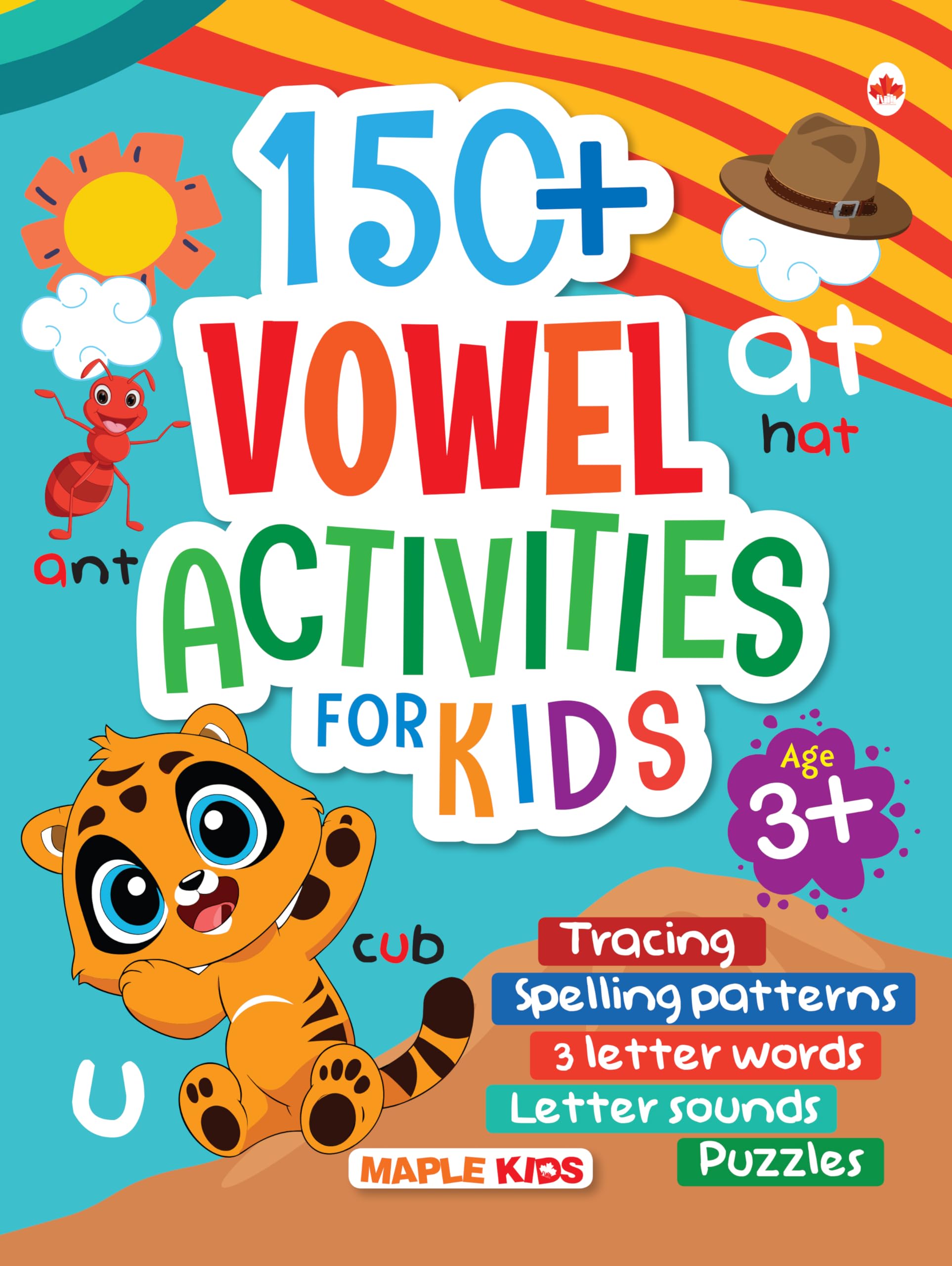Activity Book for Kids  150+ Vowel Activities for Age 3+  Tracing  3 Letter Words  Spelling Patterns  Puzzles  Early Learn
