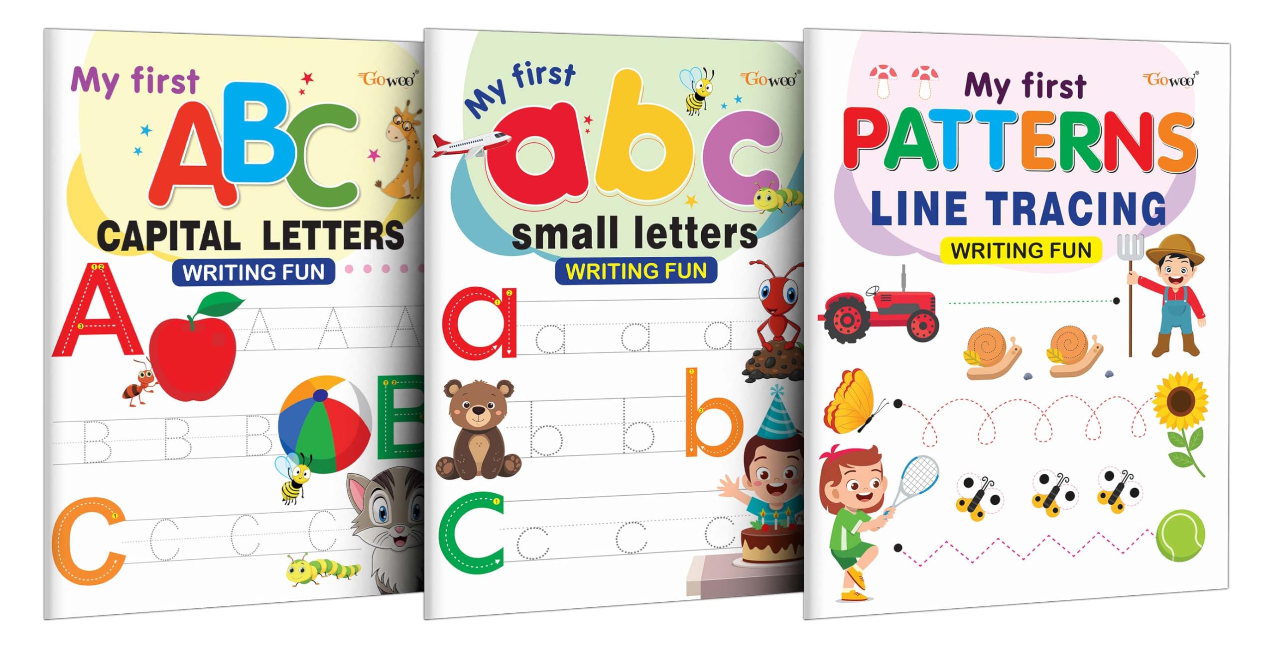 My First Capital Letters ABC, Small Letters abc and Line Tracing Patterns Writing Fun : Preschool Writing Workbook, Kids Educati