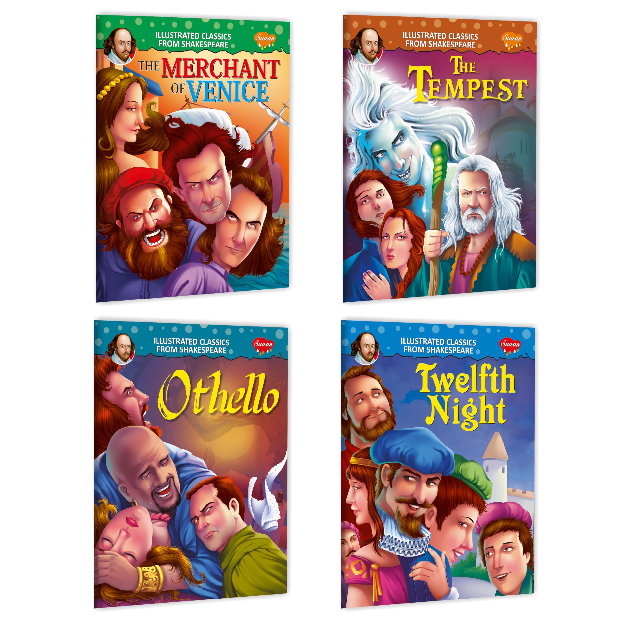 Shakespeare Illustrated Classics The Merchant Of Venice, The Tempest, Othello, Twelfth Night | Pack Of 4 Books