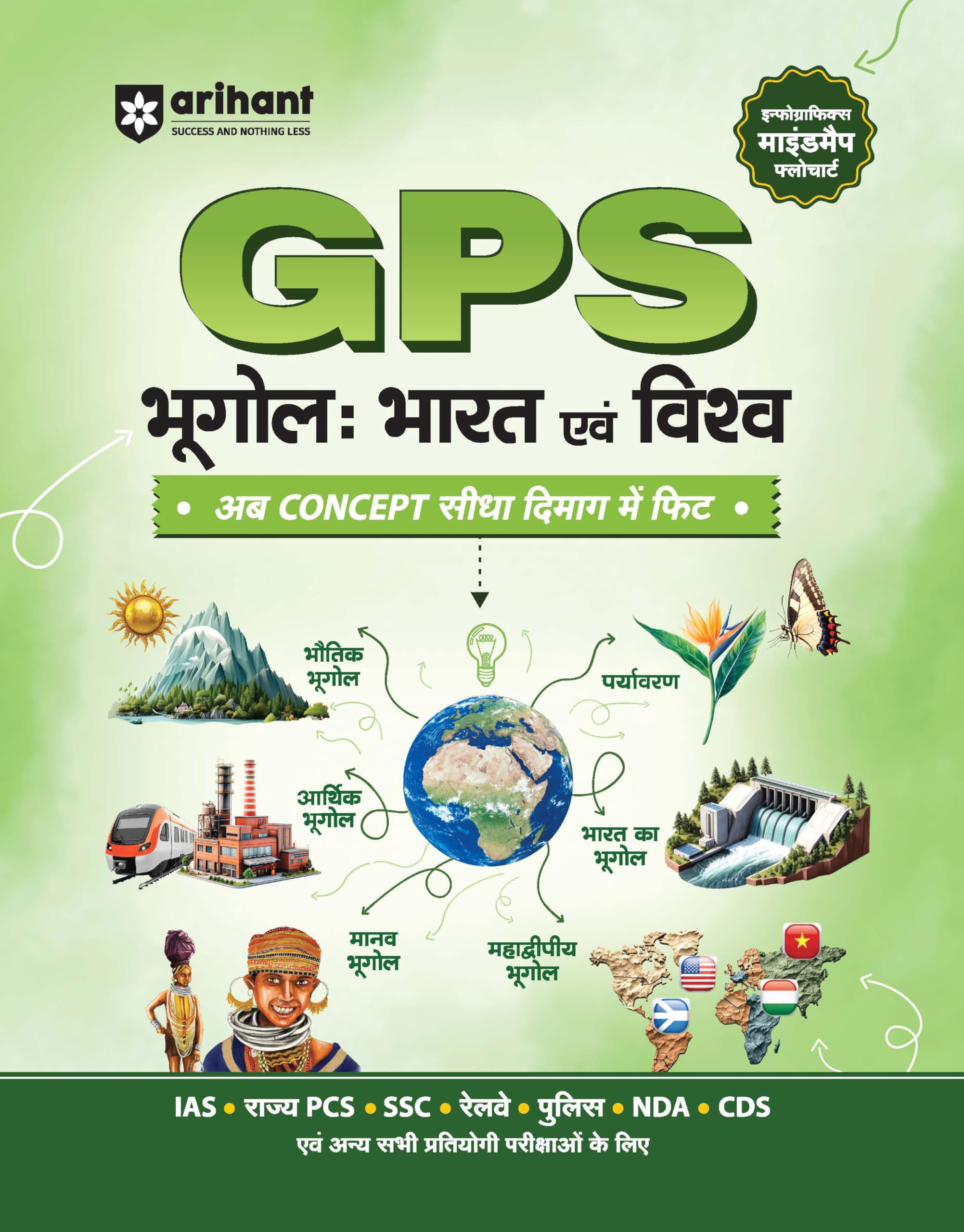 Arihant GPS Geography India and World Book 2025 | GS and General Knowledge Guide for UPSC, IAS, State PCS, SSC, Railway, Police,