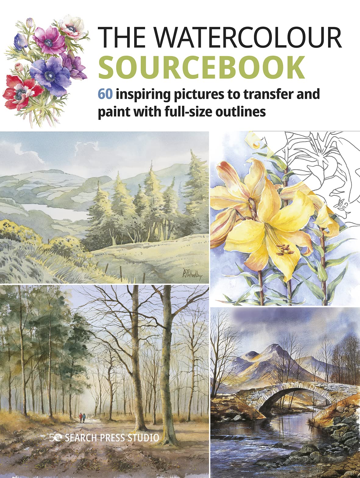 Watercolour Sourcebook, The: 60 inspiring pictures to transfer and paint with fullsize outlines (Welcome Back Alice, 2)
