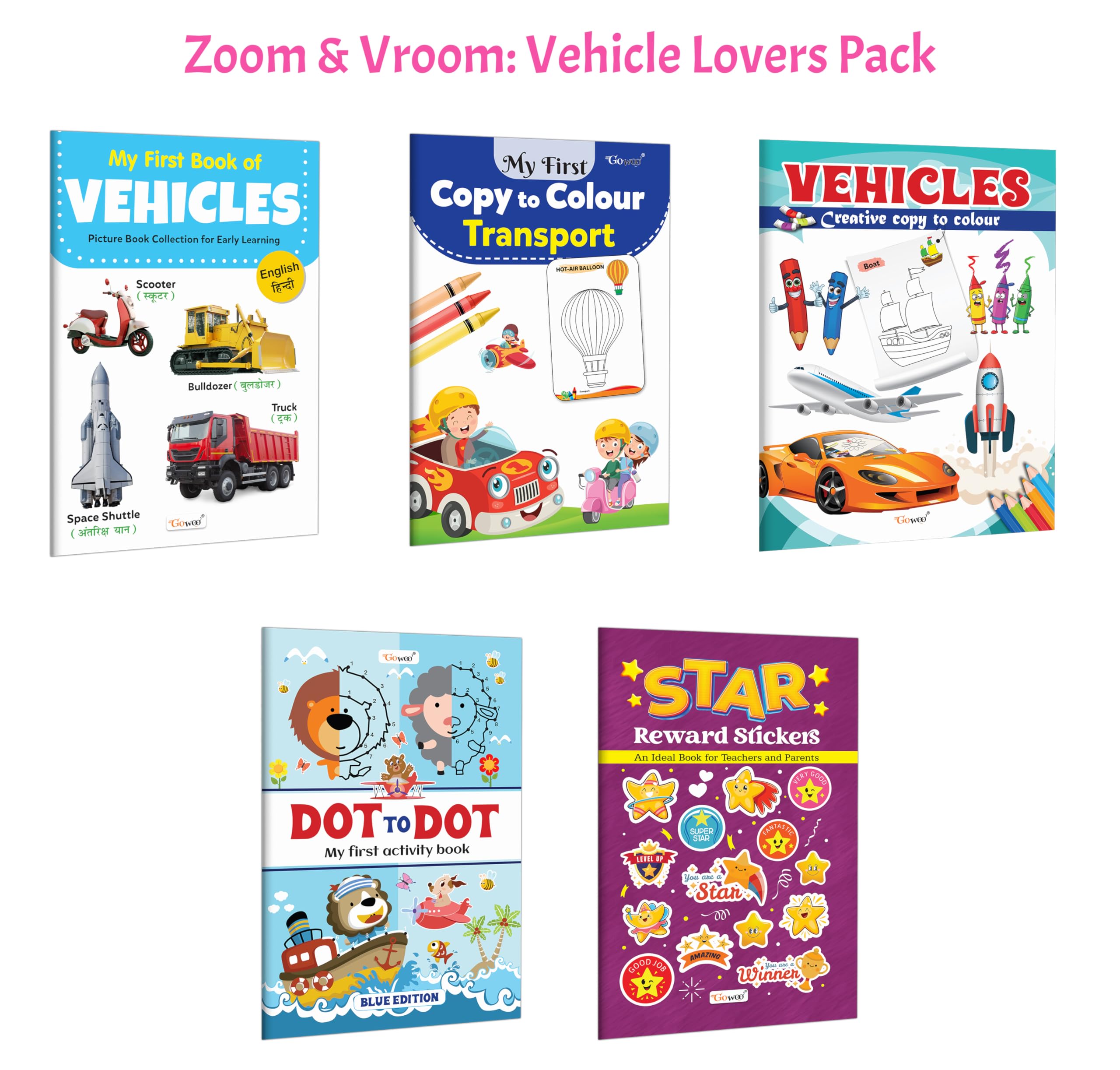 My First Book of Vehicles (ENGHINDI), My First Copy to Colour  Transport and more : Bilingual vehicle learning, transport col