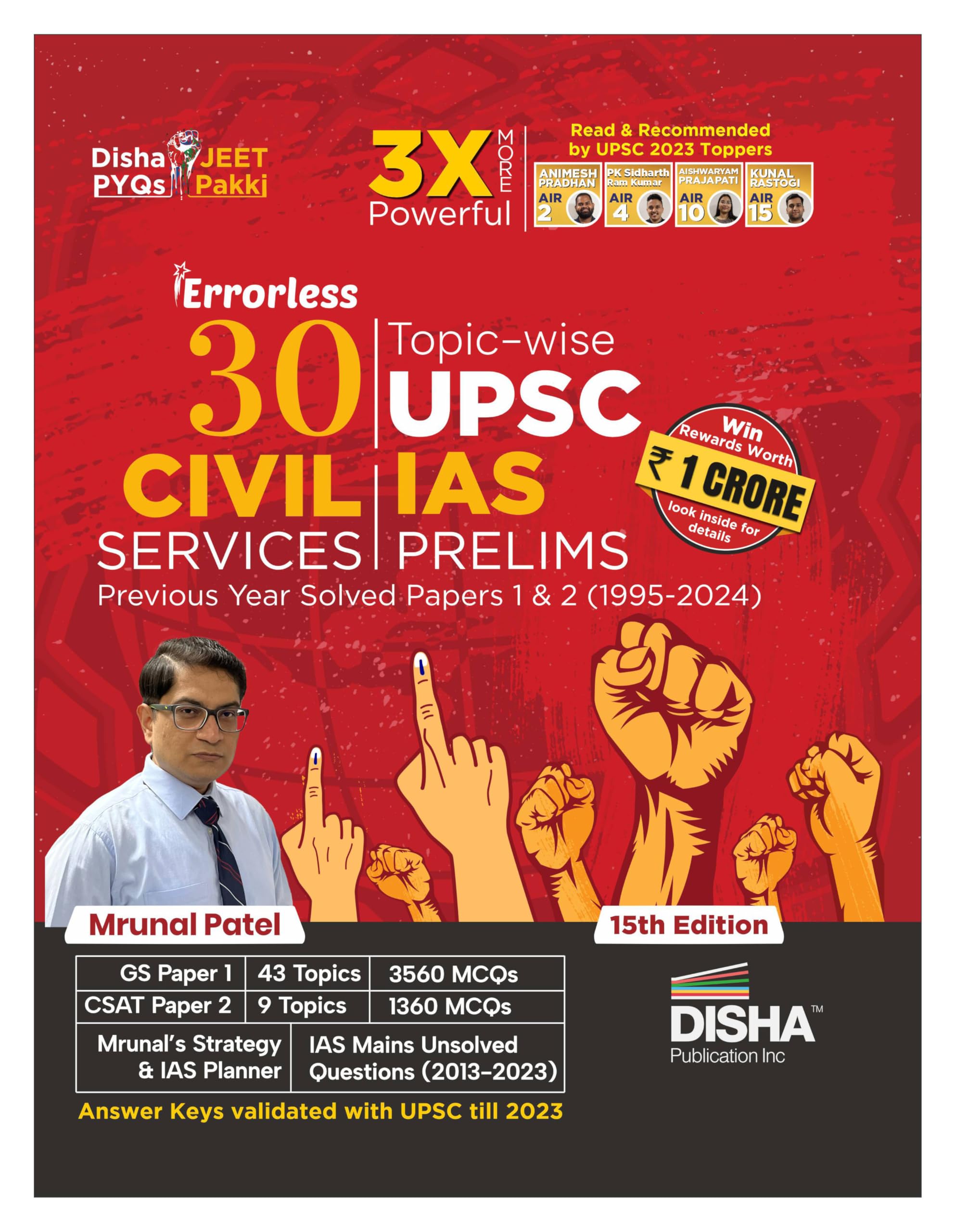 Disha 30 Topicwise UPSC Civil Services IAS Prelims Previous Year Solved Papers 1 & 2 (1995  2024) 15th Edition | General Studi