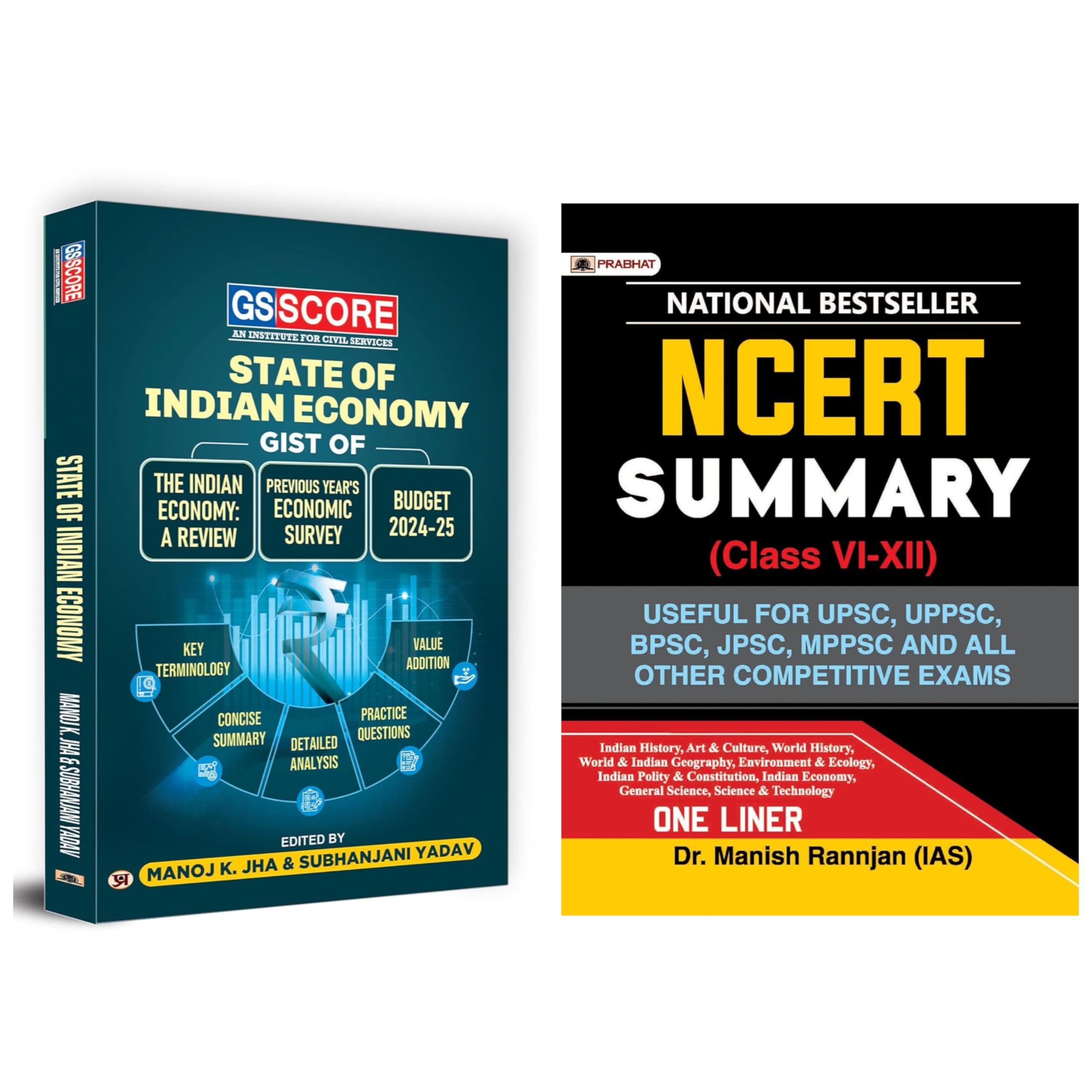 Ncert Summary (Class ViXii) + GS Score State Of Indian Economy | Set of 2 Books