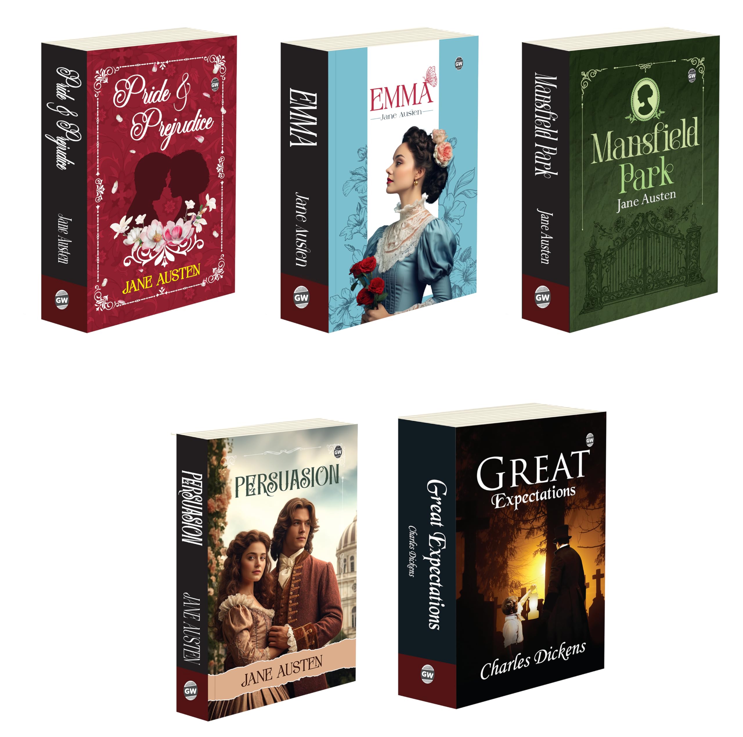 Mansfield Park, Persuasion, Emma, Pride and Prejudice and Great Expectations : Jane Austen Classics Collection, timeless Englis