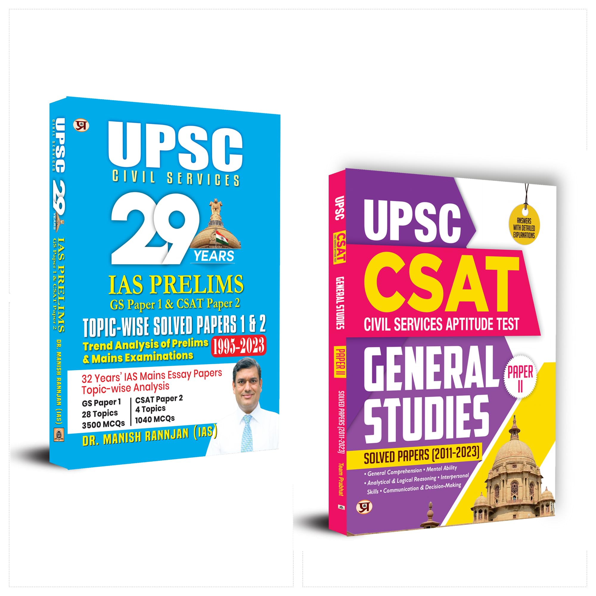 UPSC 2024 CSAT Civil Services 29 Years Ias Prelims GS Paper 1 & Csat Paper 2 1995  2023 TopicWise Solved Papers Aptitude Test 