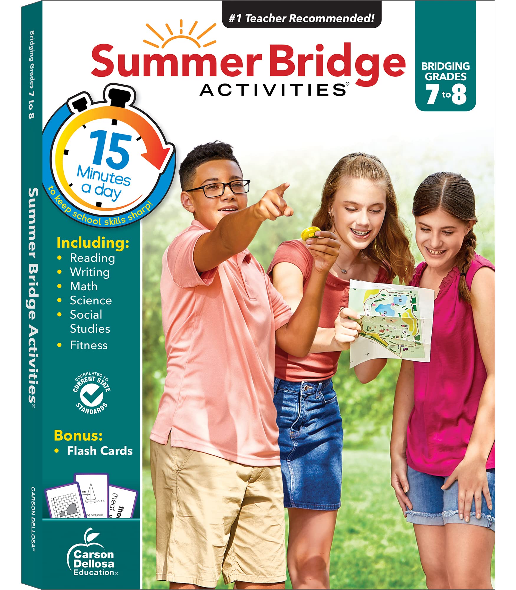 Summer Bridge Activities 7th Grade to 8th Grade Workbooks All Subjects, Math, Language Arts, Science, Social Studies, Fitness, S