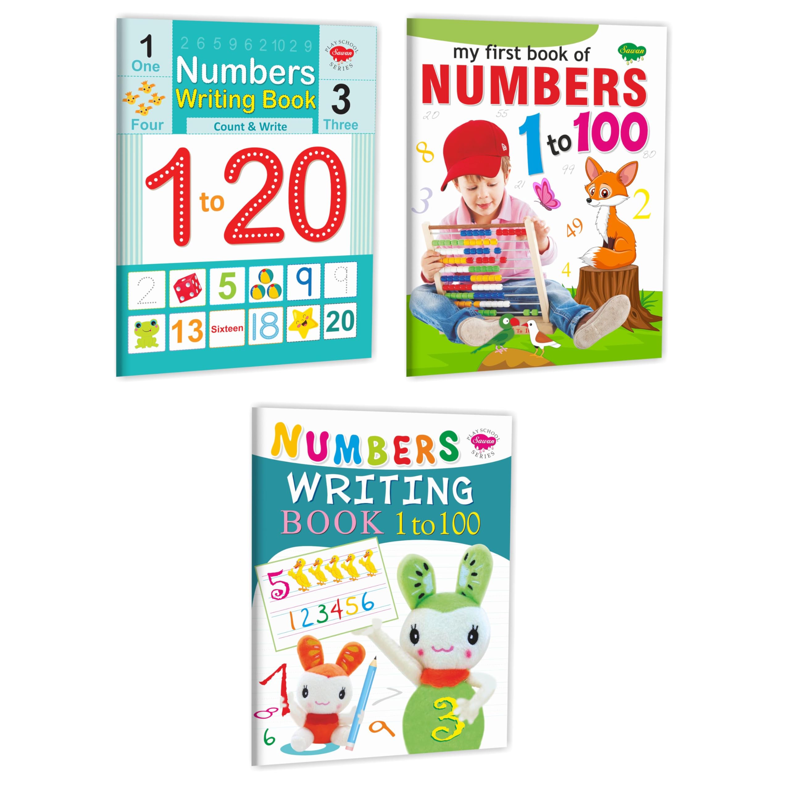 Set Of 3 Numbers Writing Book | My First Book Of Numbers 1100, Number Writing Book120 And Number Writing Book1100 | Play Sc
