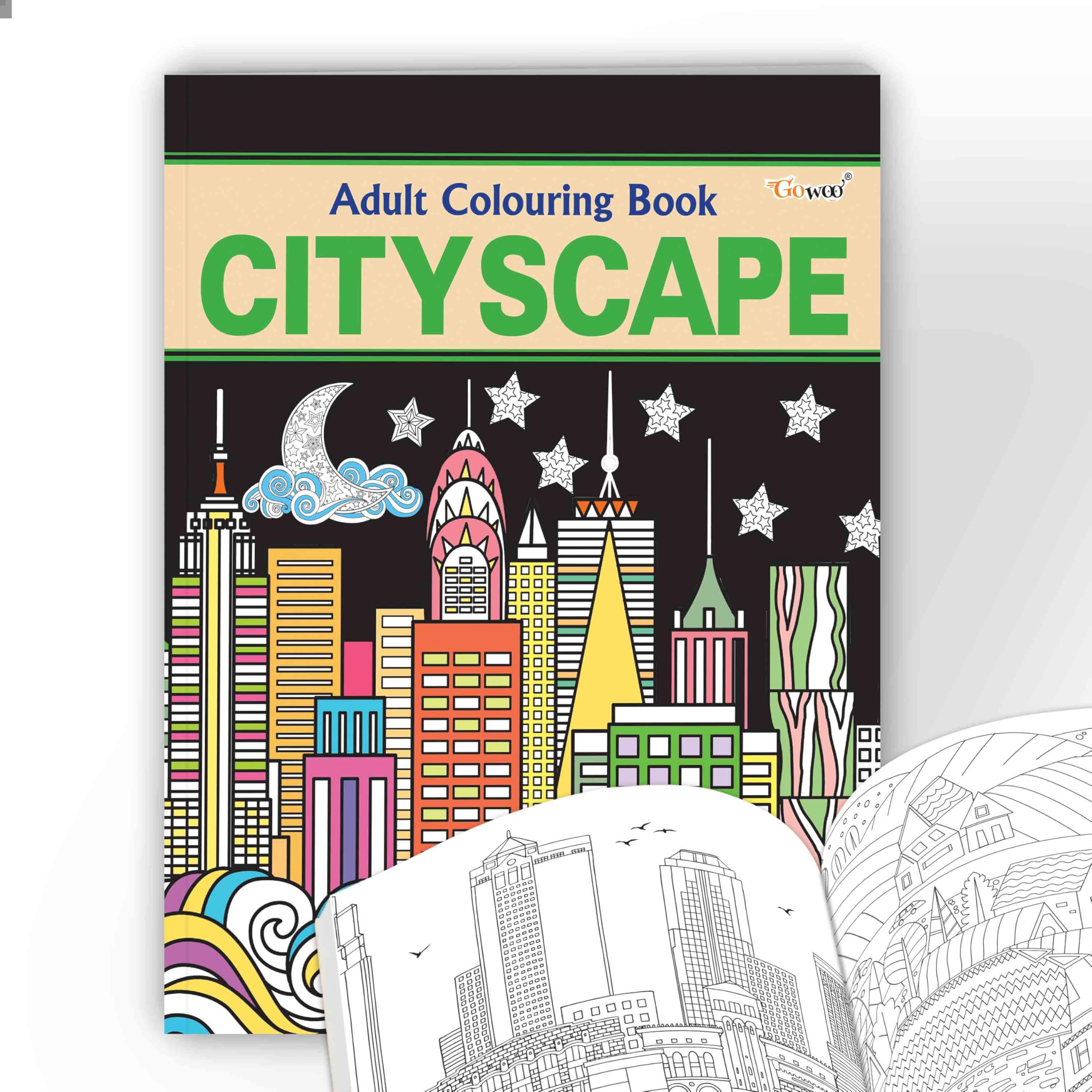 Cityscape  Adult Colouring Book : Art therapy book for kids and adults, Mindful coloring book with city themes, Adult coloring 