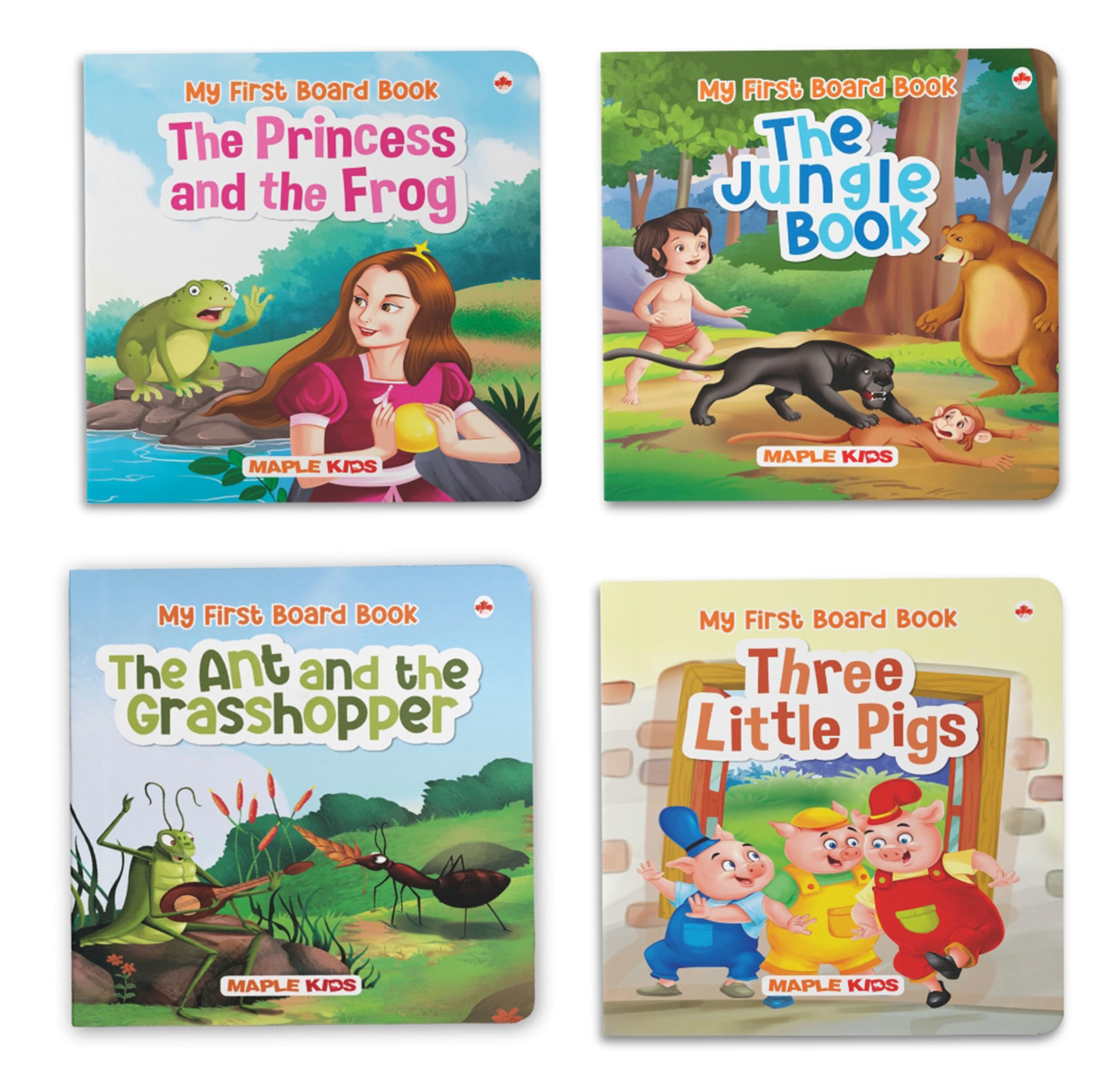 Story Books for Kids (Set of 4 Books)  Illustrated Board Book for Children  Age 0  2 Years  Jungle Book, The Princess and th