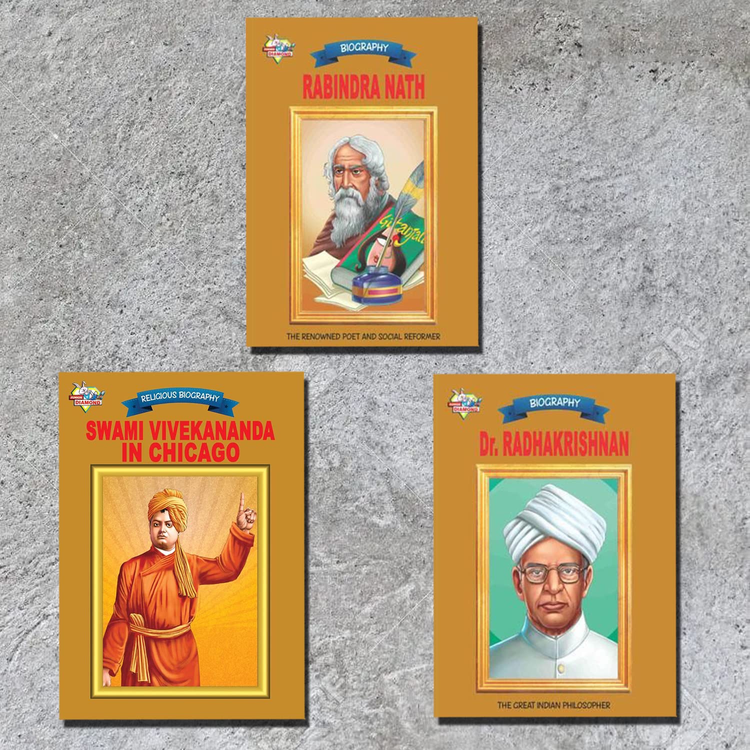 Biographies Of Great Personalities | Set Of 3 Books | Rabindranath Tagore + Swami Vivekananda In Chicago + Dr. Radhakrishnan