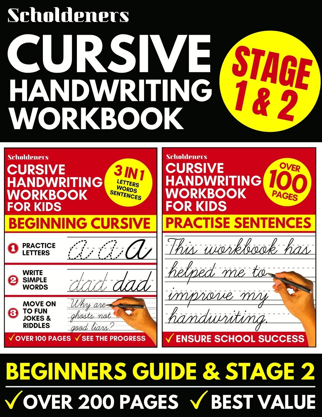 Cursive Handwriting Workbook: 2in1 Book Set For Kids (Cursive for Beginners / Cursive Writing Practice Book)