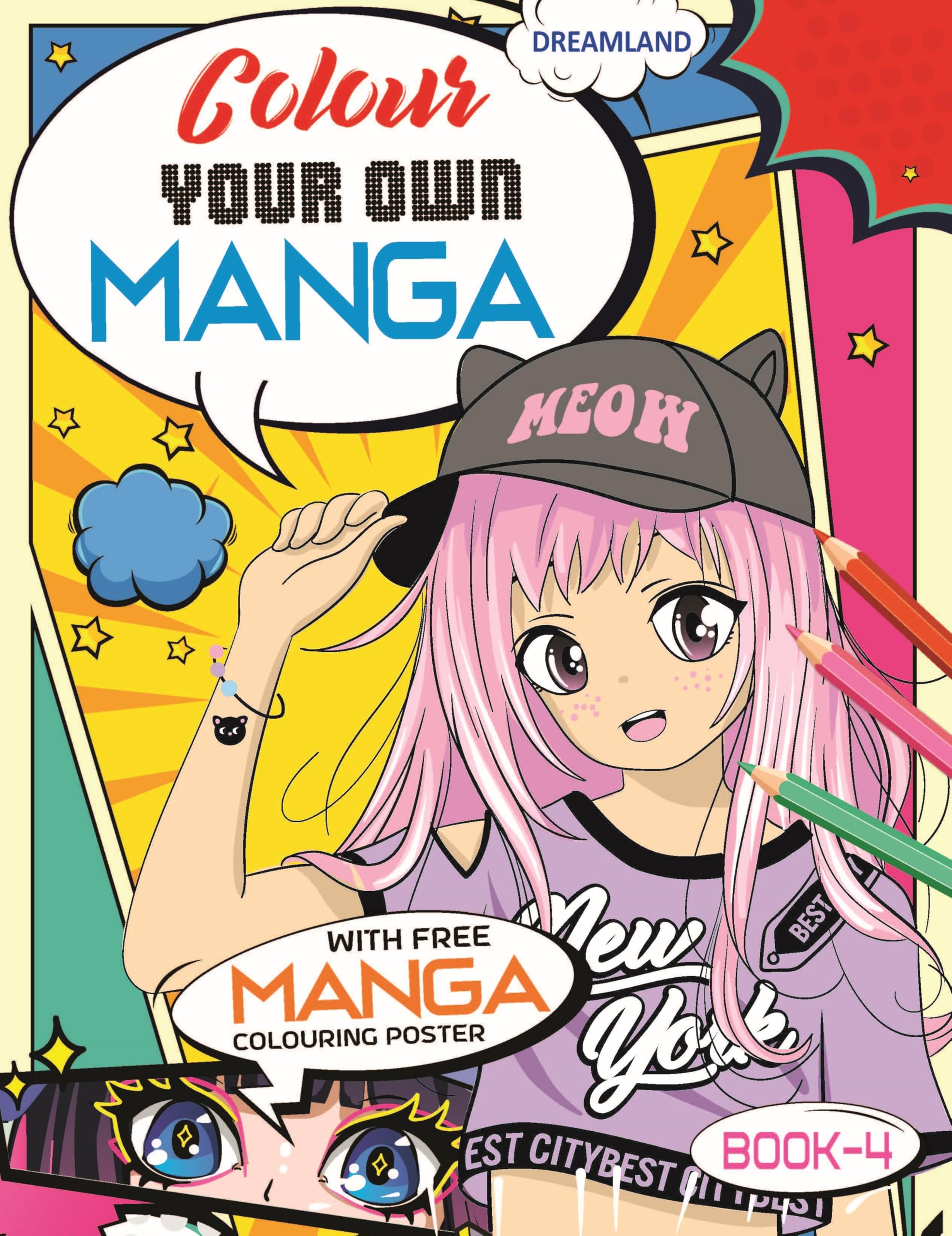 Colour Your Own Manga Book 4 | Free Manga Colouring Poster Included | Ideal For Kids Age 4+ | Dive Into Manga Art With Beautiful