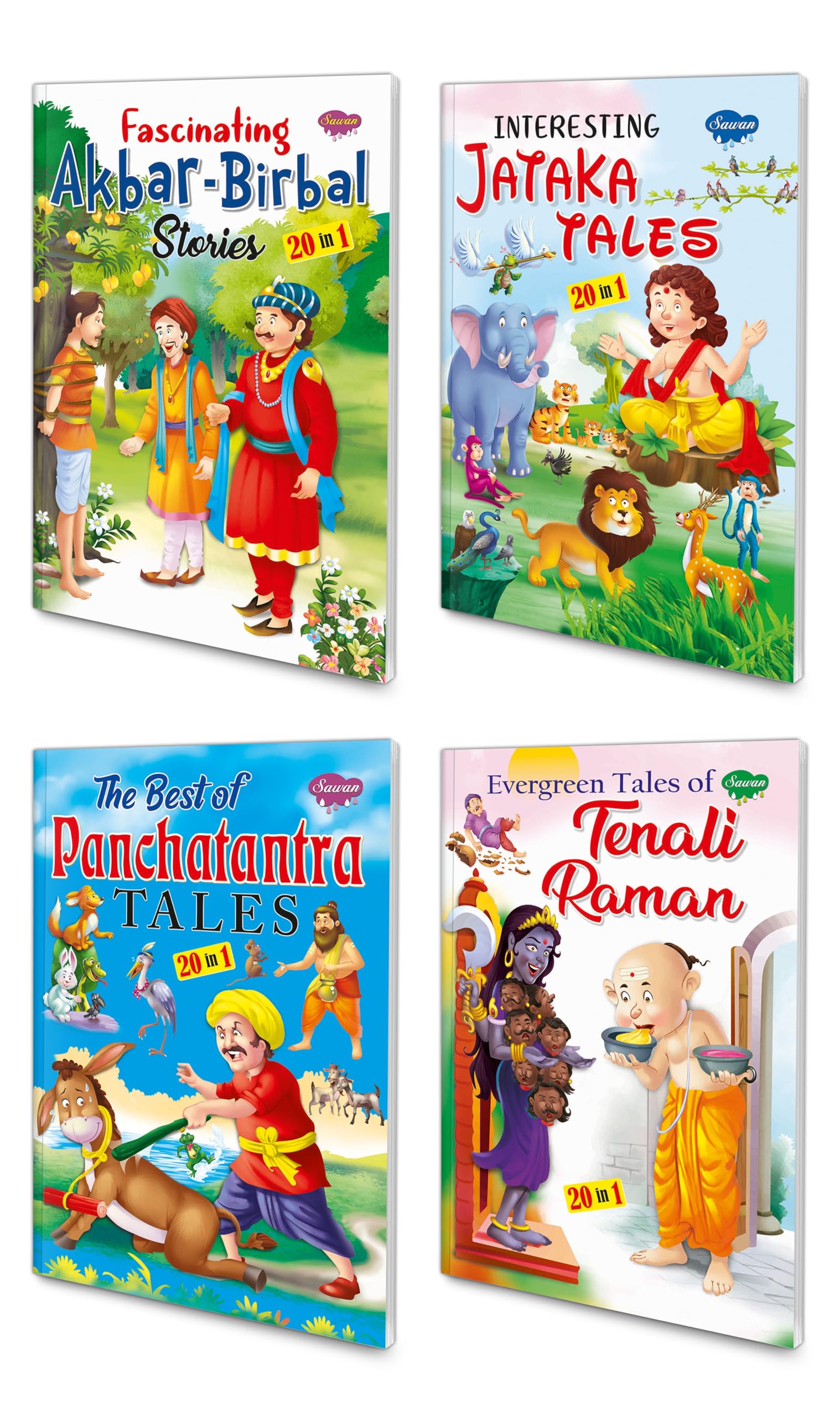 20 In 1 All In One Story Book Pack Of 4 Story Books (V2)|Children Story Books In English | Fascinating, Interesting, The Best An