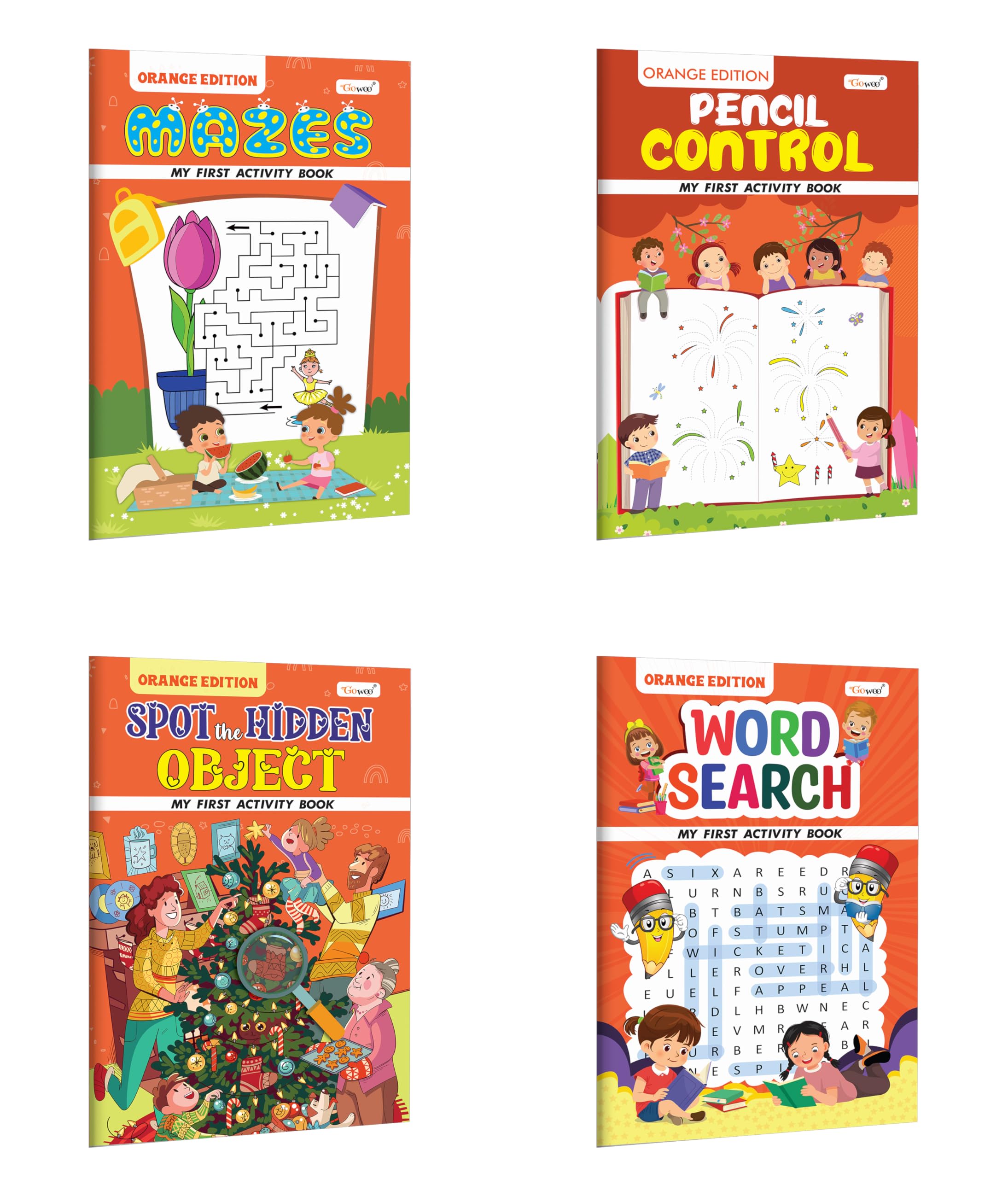 My First Activity Book  Word Search, Mazes, Pencil Control and Spot the Hidden Object  All in Orange Edition : Brain boosting