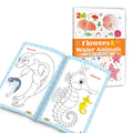 2 in 1 Flowers & Water Animals Copy to Colour : floral and aquatic designs for kindergarten, Blooming flower artwork, Naturein
