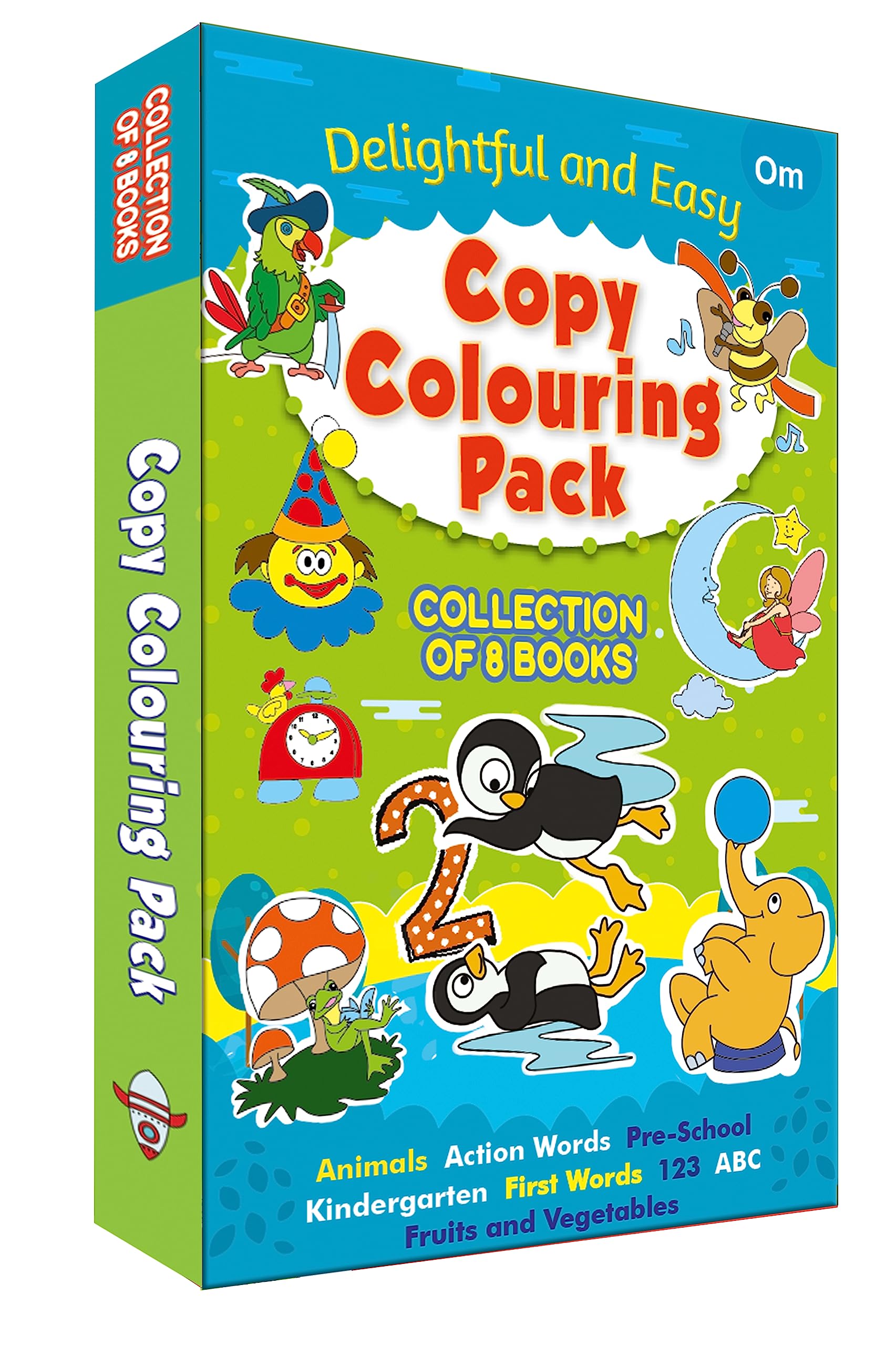 Colouring book: Copy Colouring Pack  Collection of 8 books  Delightful and Easy  Colouring activity pack  Animals, ABC, 123,