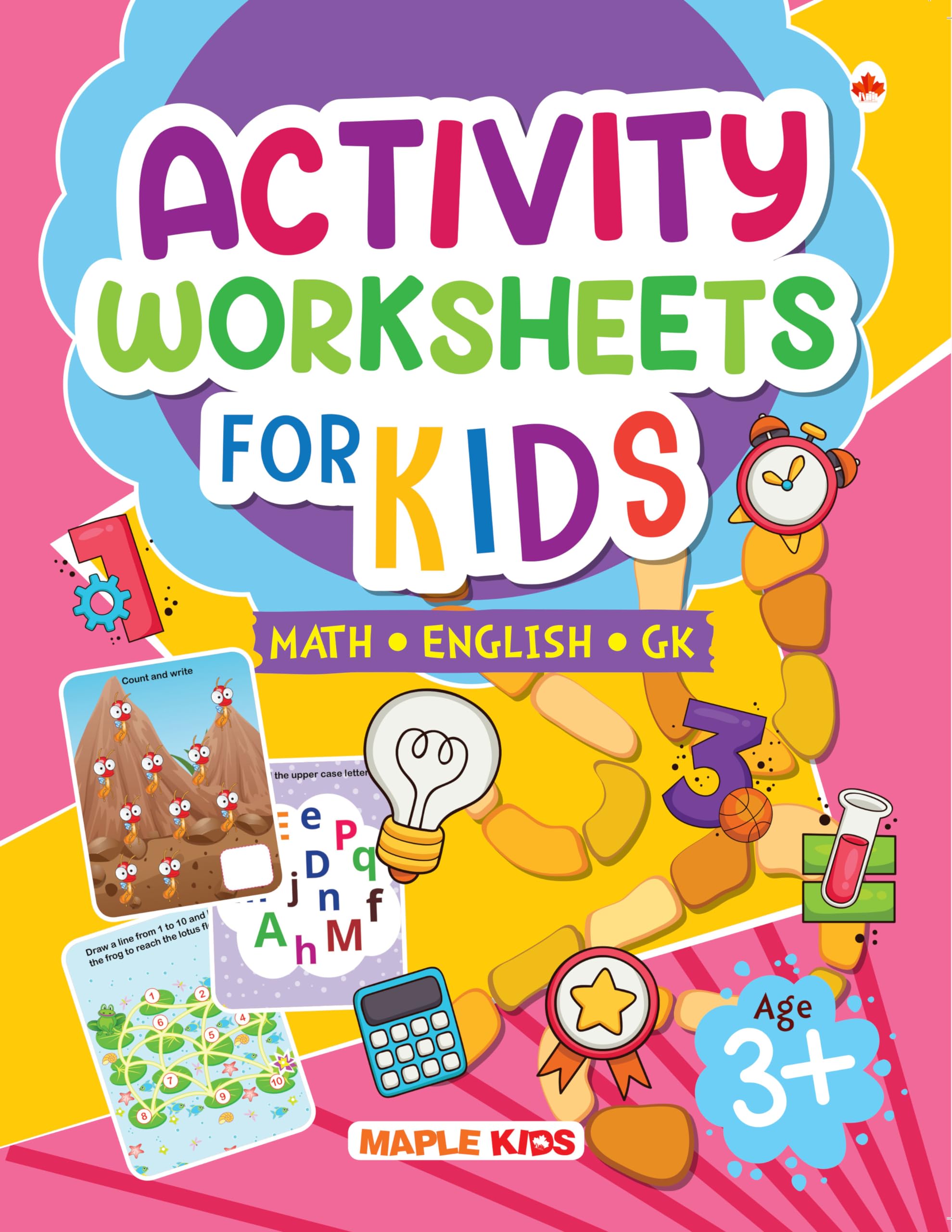 Activity Worksheets for Kids  English, Math, GK for Age 3+  Tearable Sheets  Brain Activity Book for Kids  Brain Boosting Ac