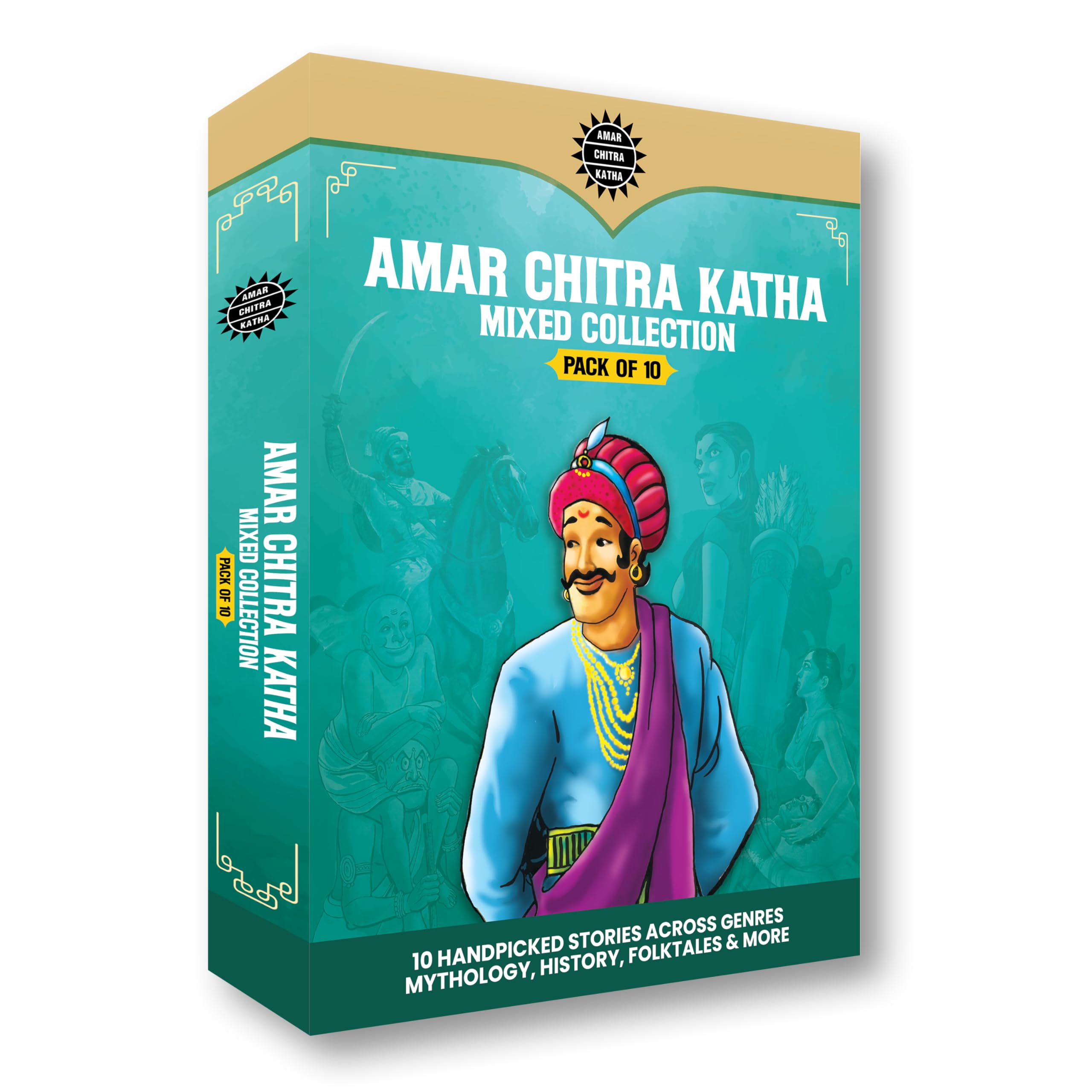 Amar Chitra Katha: Mixed Collection Of 10 Books Across 5 Categories: Visionaries, Epics And Mythology, Fables And Humor,Classics