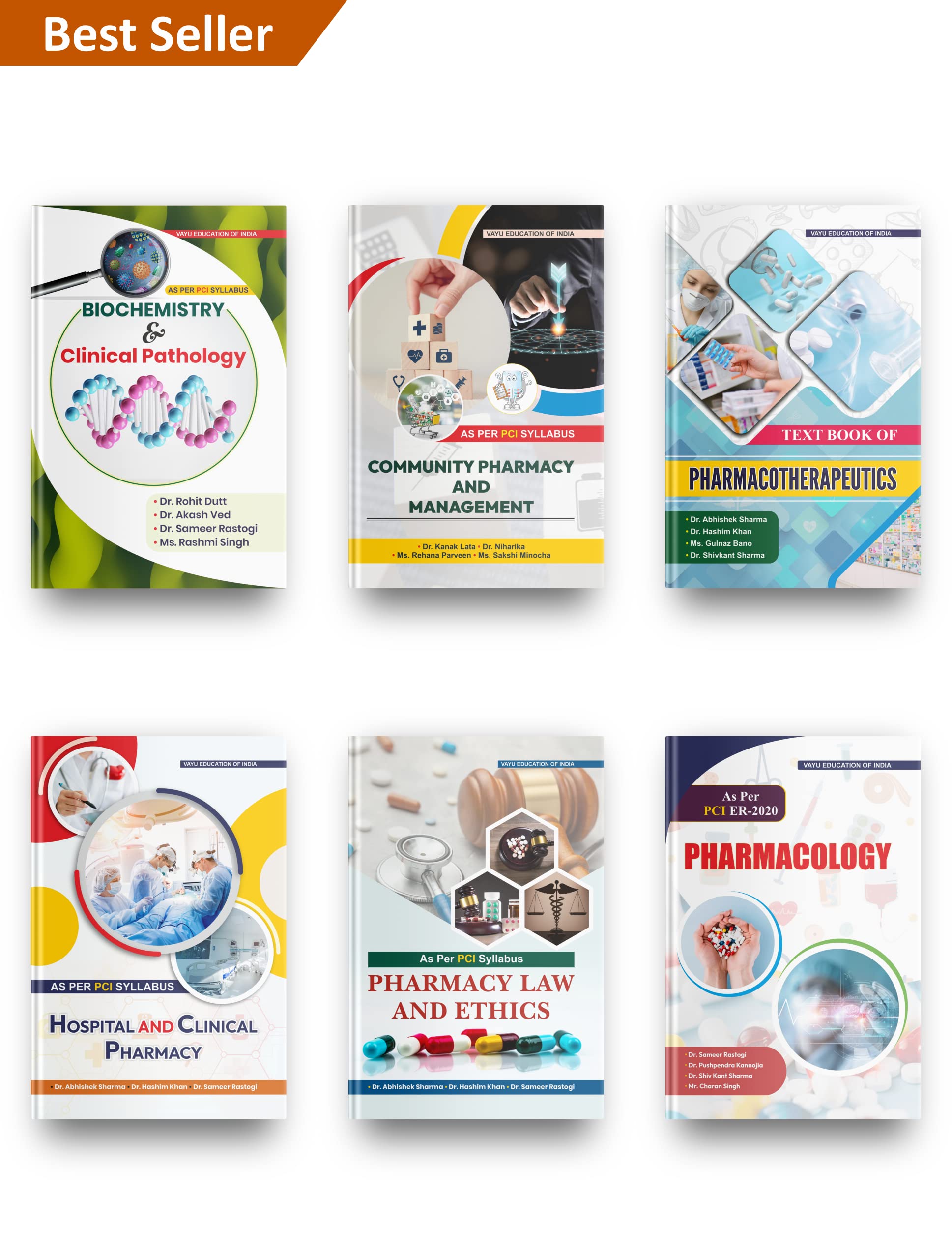 2023 Latest Diploma Pharmacy 2nd Year Books Set of 6: (Biochemistry & Clinical Pathology, Community Pharmacy and Management, Tex