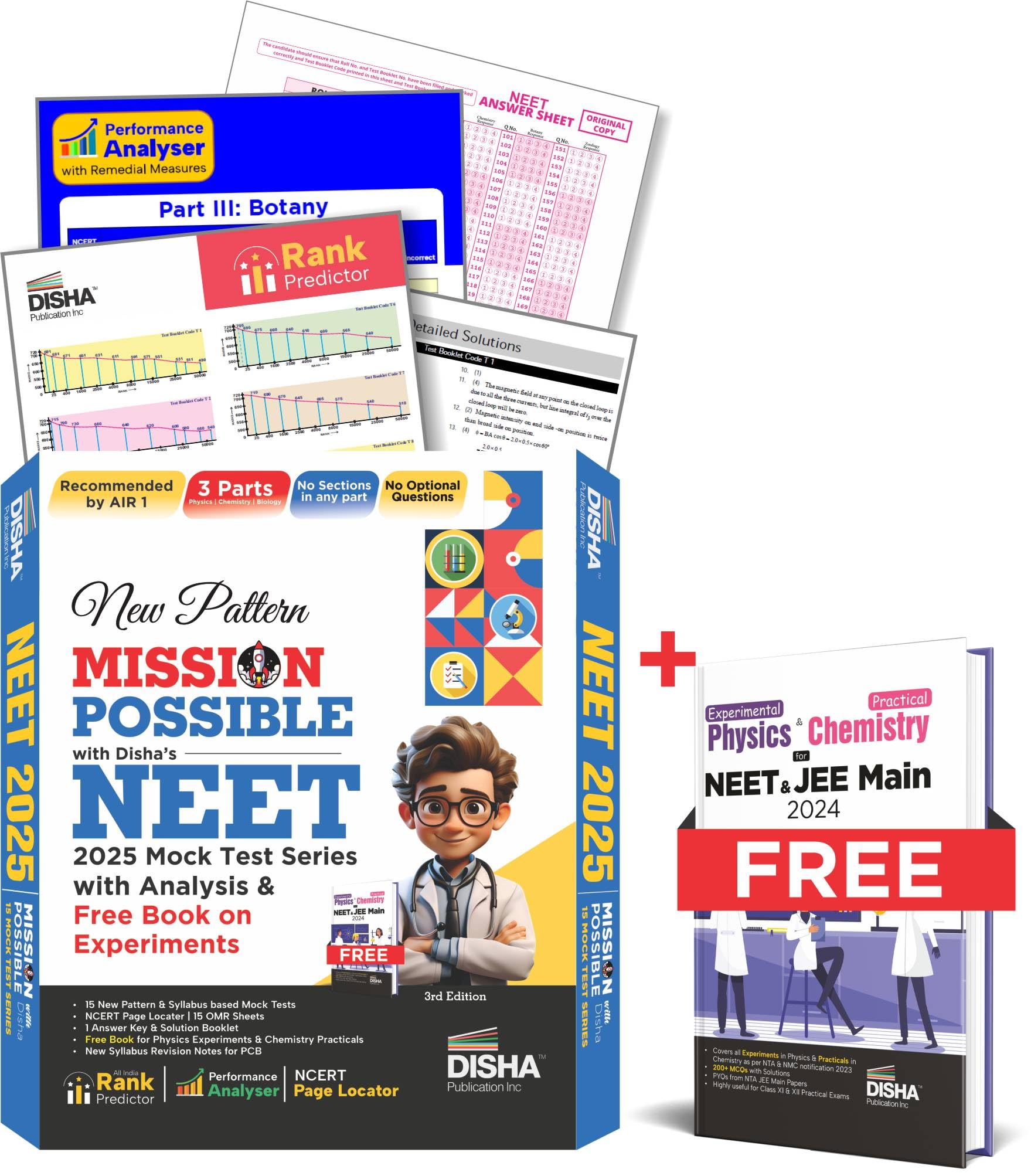 Disha New Pattern Mission Possible With DishaS 15 Neet 2025 Mock Test Series With Free Book On Experiments 3Rd Edition | Rank 