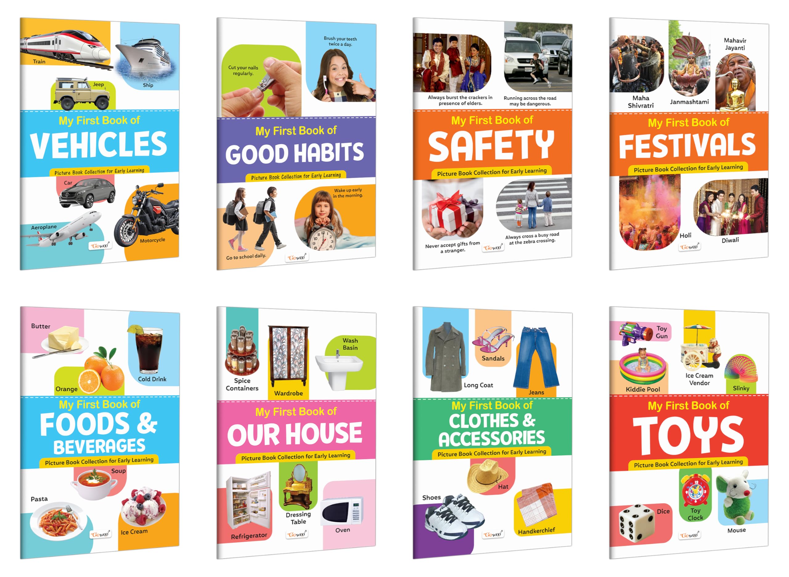 My First Book of Vehicles, Good Habits, Safety, Festivals and more : Early learning combo book for kids, Educational book set f