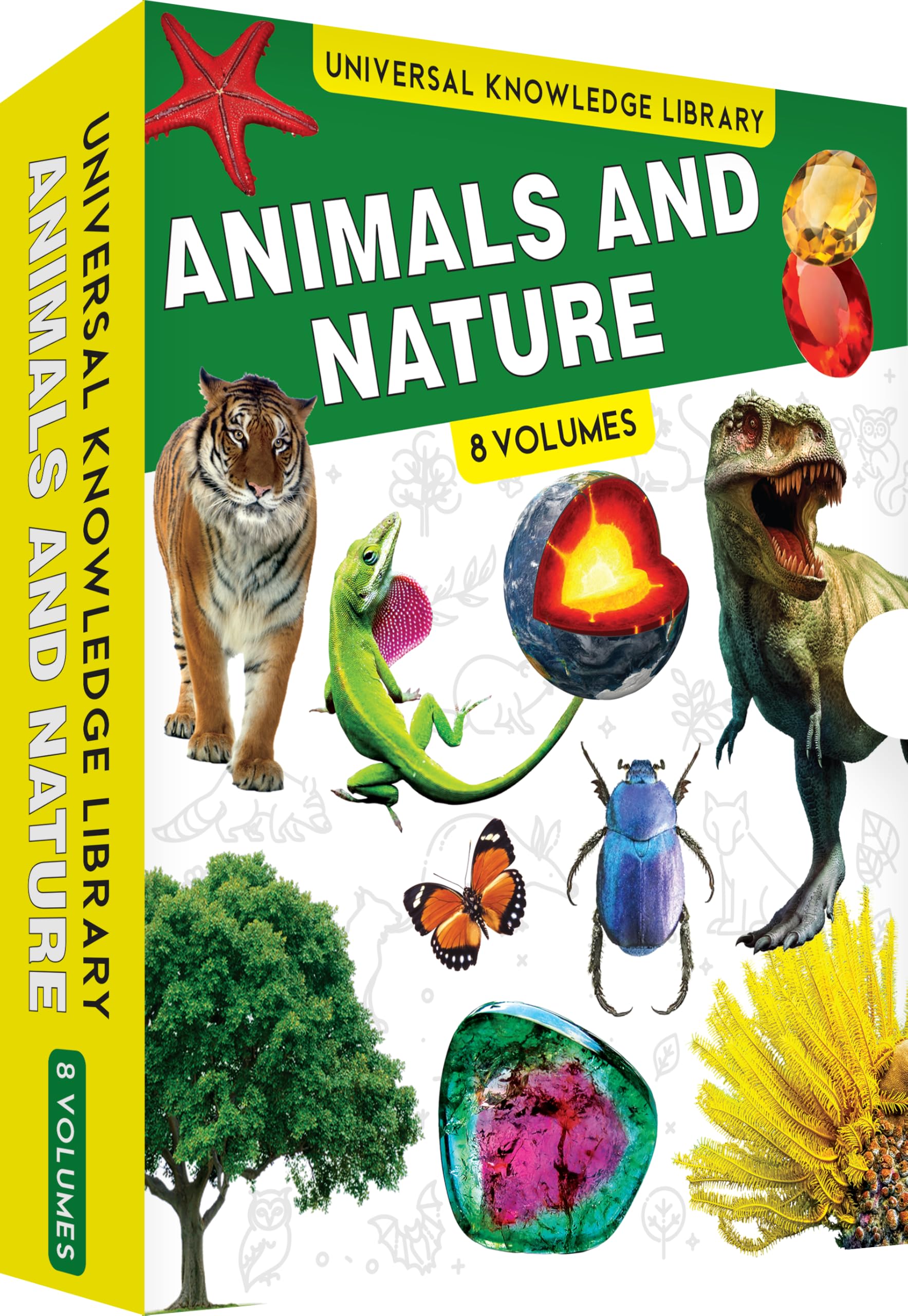 Universal Knowledge Library:Animals & Nature Set of 8 Books|Animals|Dinosaurs|Insects|Oceans|Reptiles|Rocks & Minerals|Trees|Vol