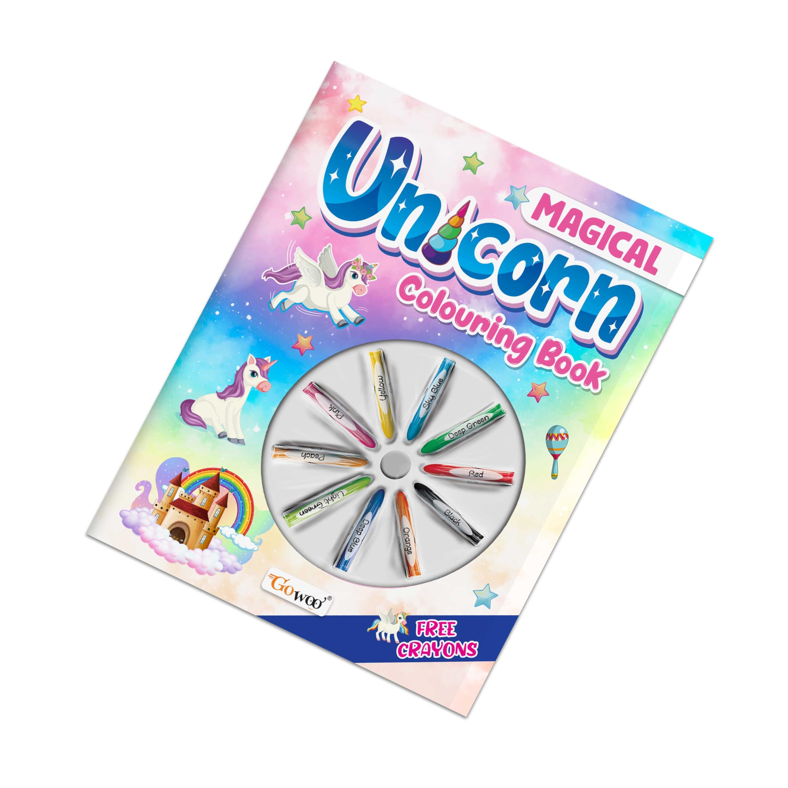 Magical Unicorn Colouring Book With Crayons : interactive unicorn designs to colour, exciting unicorn colouring book, engaging 