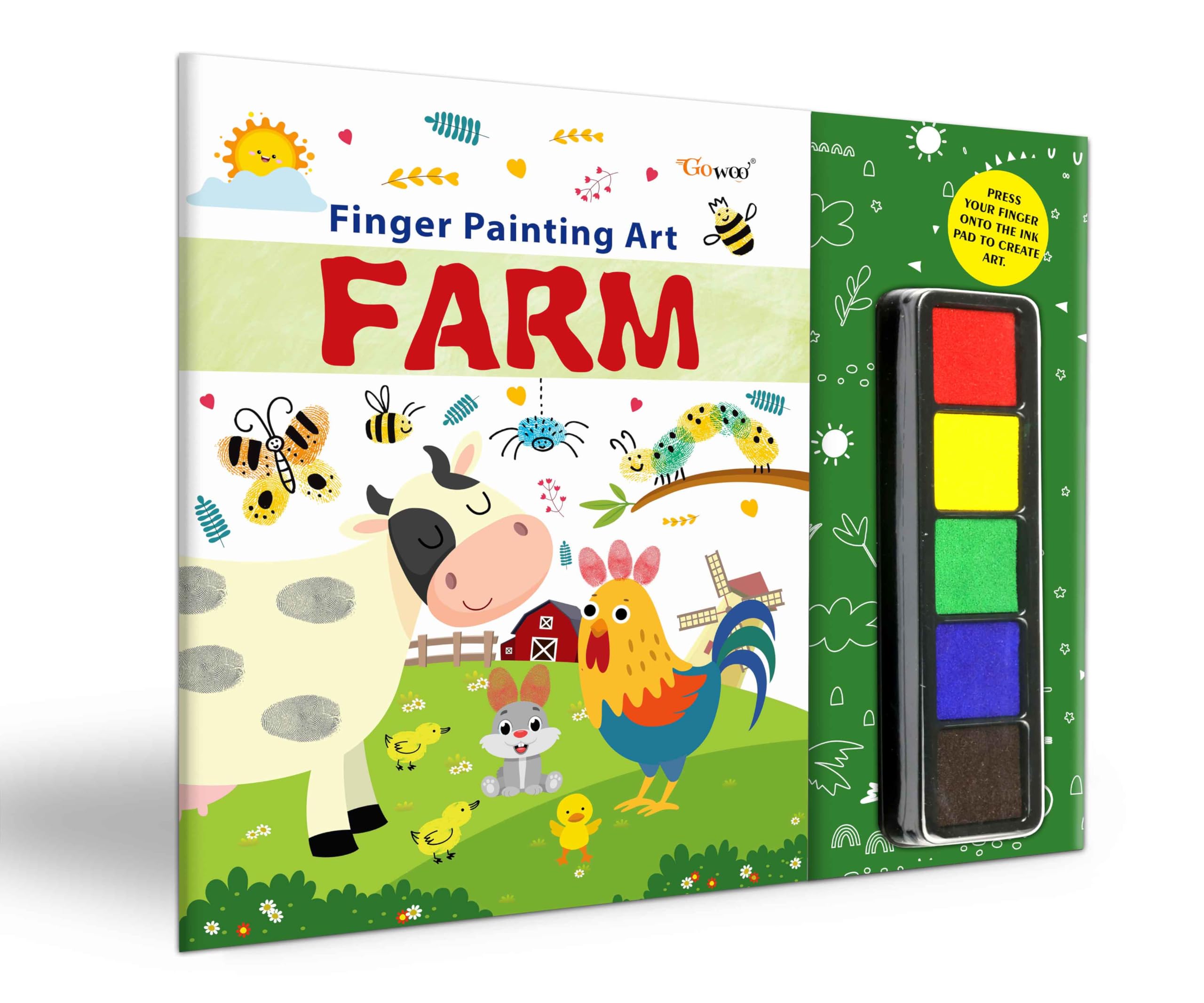 FARM  Fingerpainting and Colouring Art : Fun Colouring and Painting Art with thumbprint Pad, Coloring Book For Kids, Art Activi