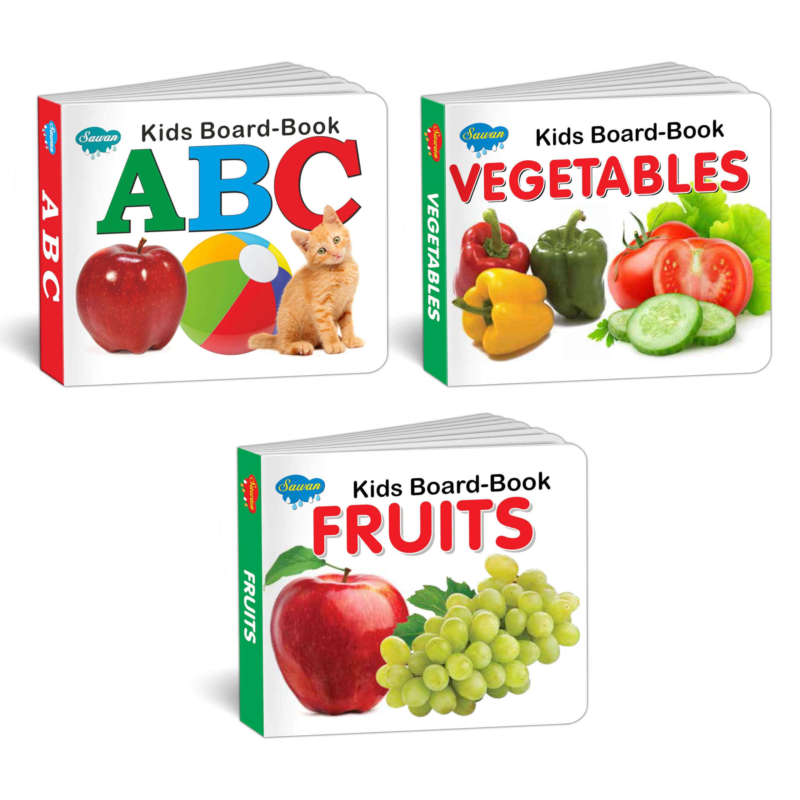 Early Learning Little Library Kids Toys Children Baby Books Set For 1 Year Old to 3 Year Old , Set of 3 Books  Alphabets, Fruit