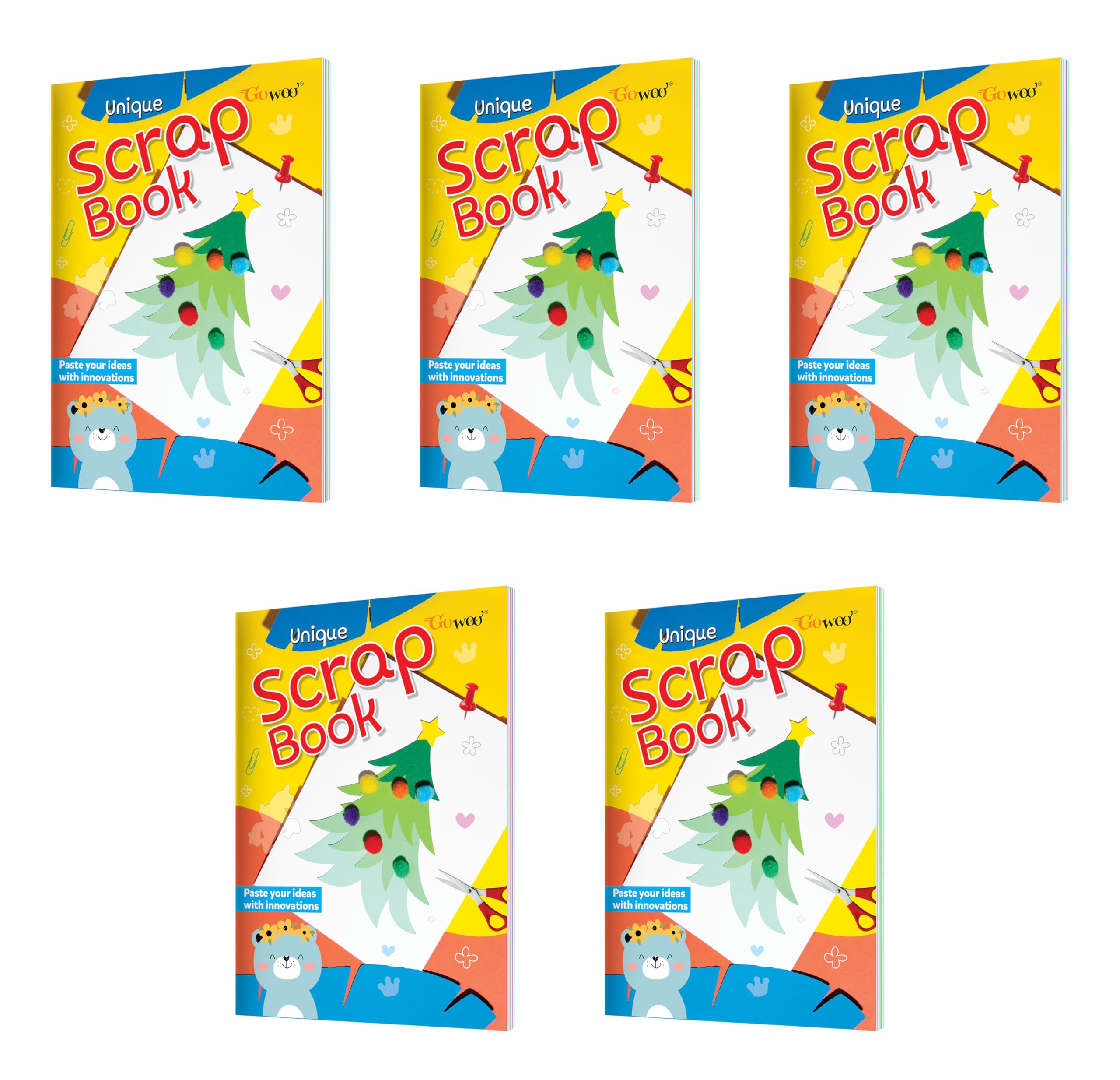 Unique Scrap Book  Colourful Scrap Books, 24 Pages Each, Vibrant & Sturdy Craft Paper for Kids School Projects and Art Activitie