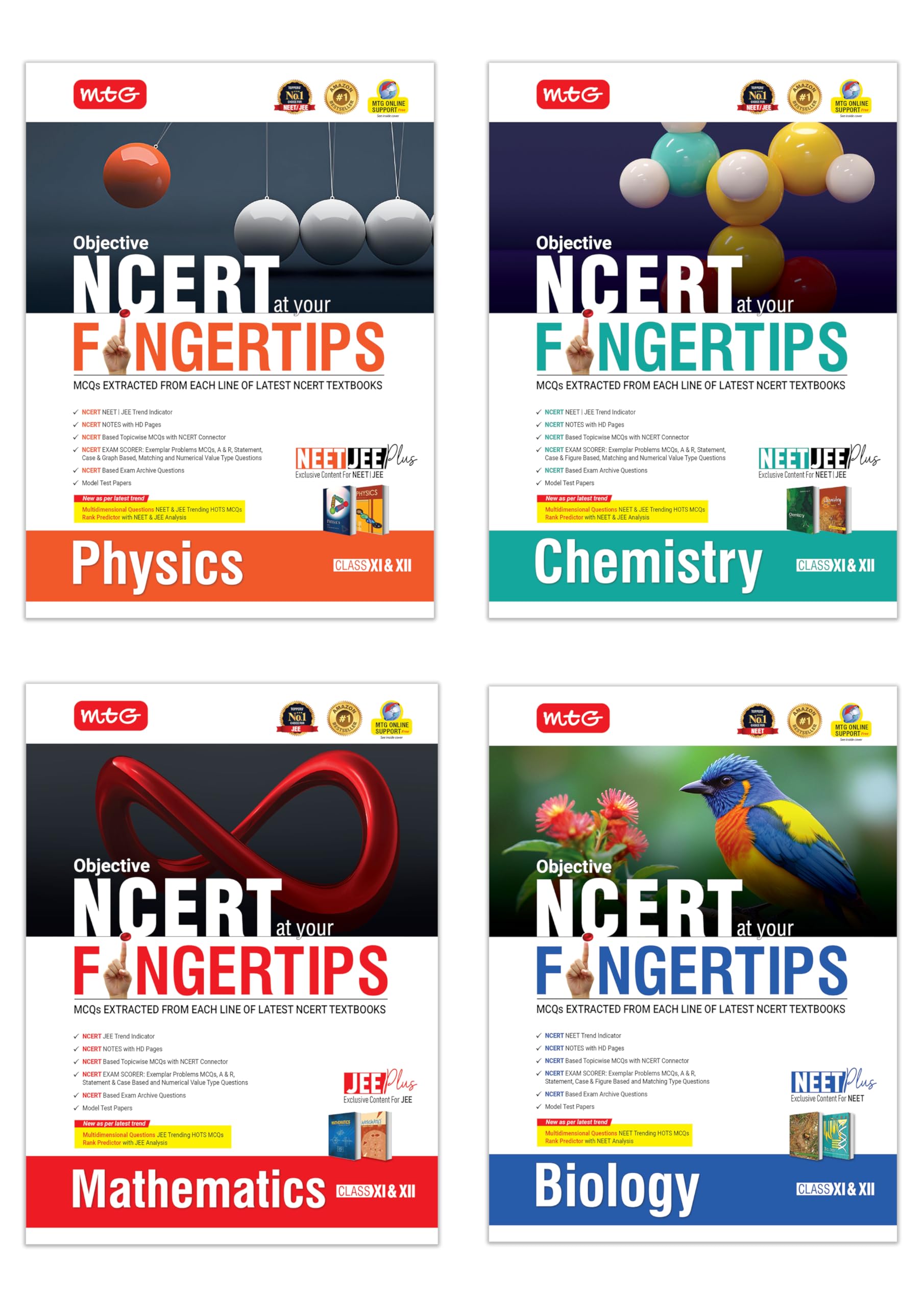 MTG Objective NCERT at your FINGERTIPS Physics, Chemistry, Mathematics & Biology For 20252026 Exam (Set of 4)  NCERT NEET/JEE 