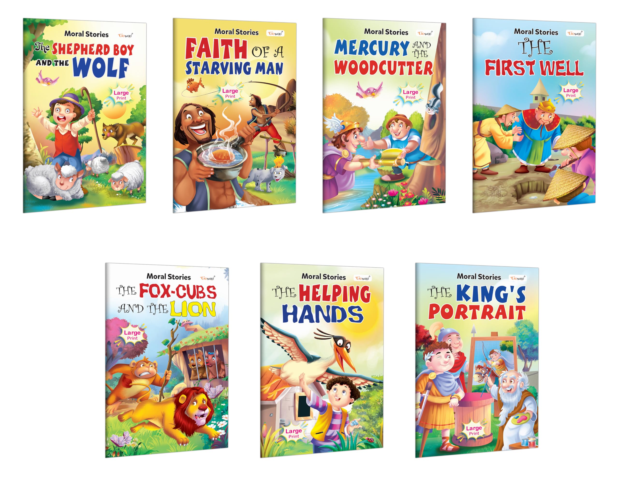 Fox Cubs and The Lion, The First Well, Kings Portrait, The Helping Hands and More Moral Stories : Preschool story books, Brig