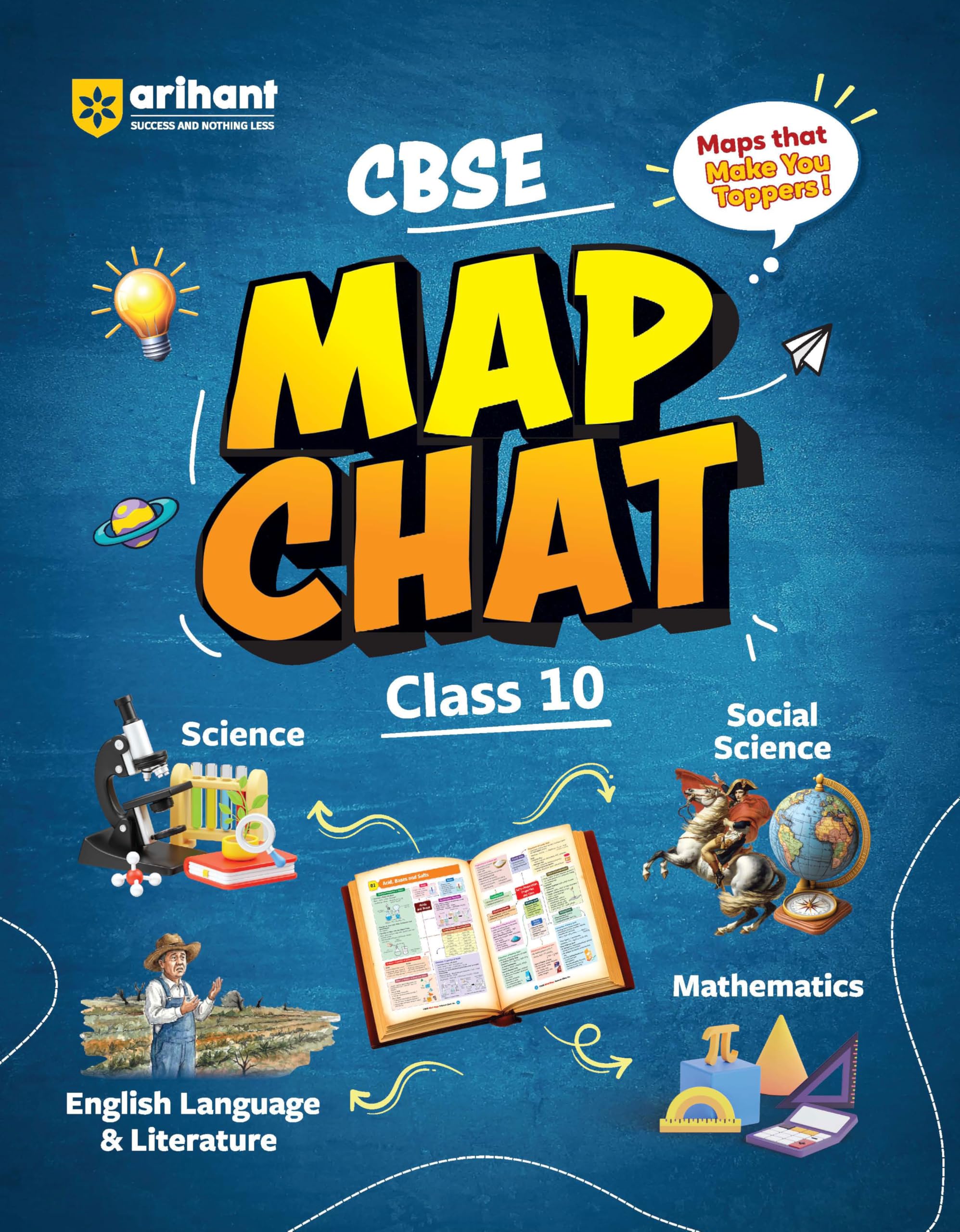 Arihant Cbse Map Chat Class 10 Exam 2026 | Visual Learning Maps For Science, Social Science, Mathematics & English Language And 
