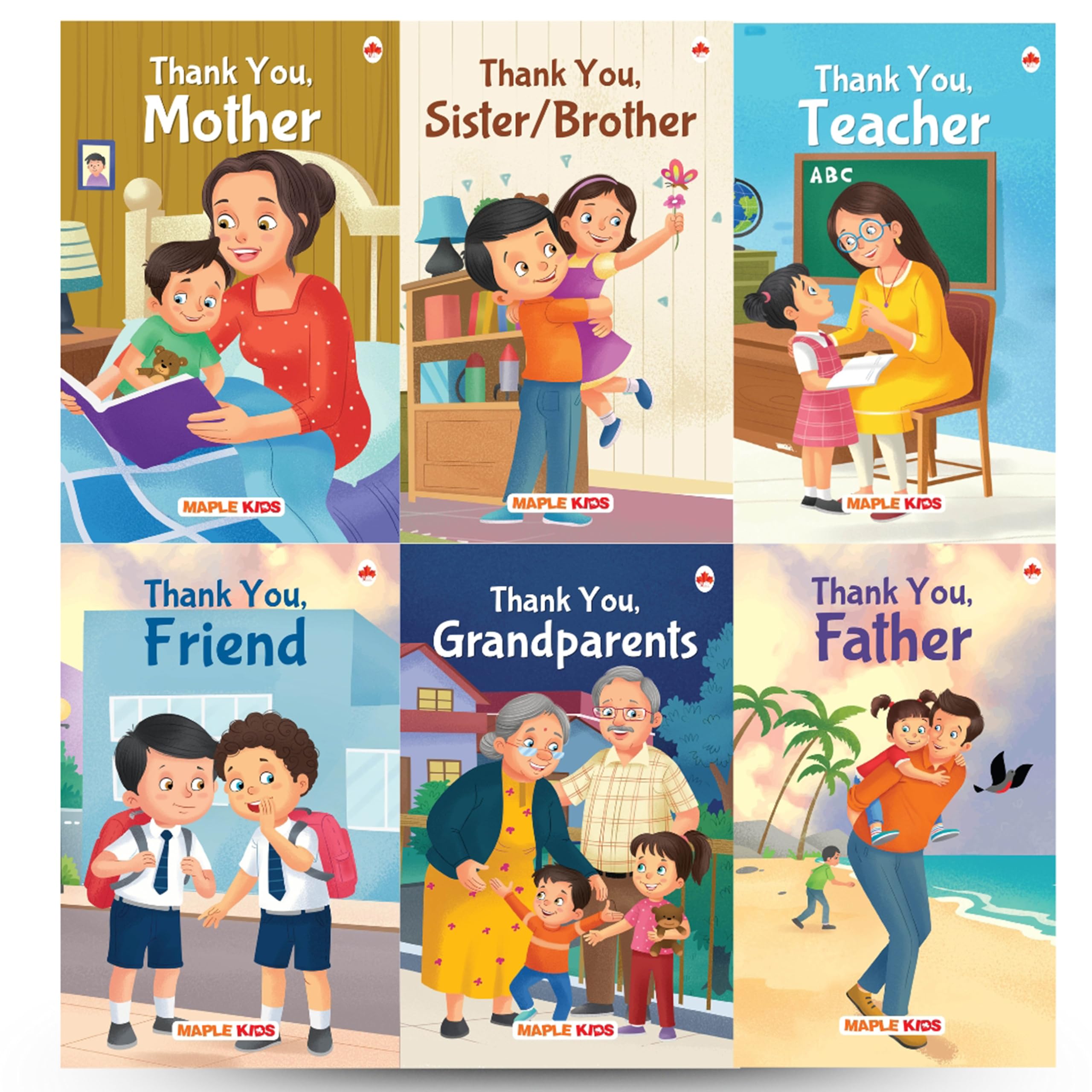 Story Books for Kids (Set of 6 Books)  Thank You  Mother, Father, Grandparents, Sister/Brother, Teacher, Friend  Read Aloud t