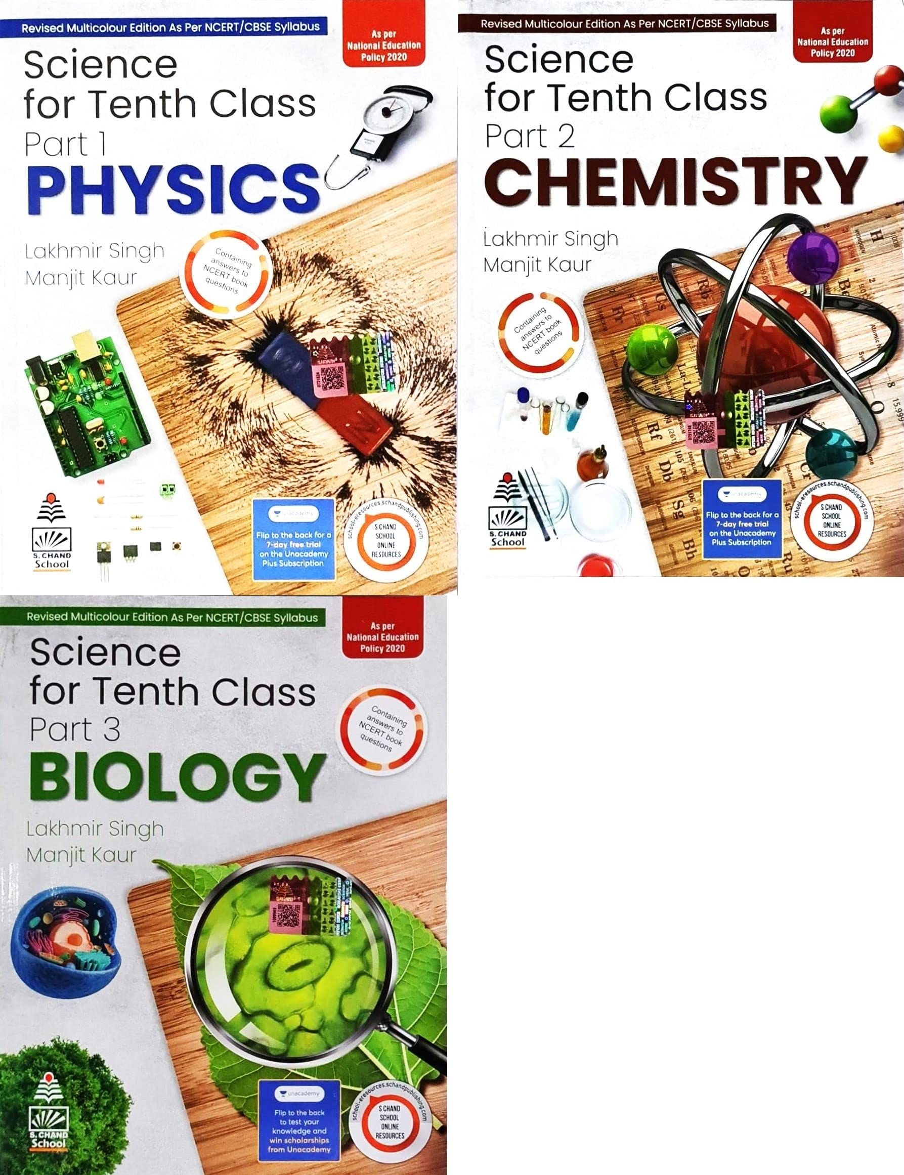 Combo Pack: Lakhmir Singh Class 10 Science (Biology, Physics, Chemistry)  Examination 202324