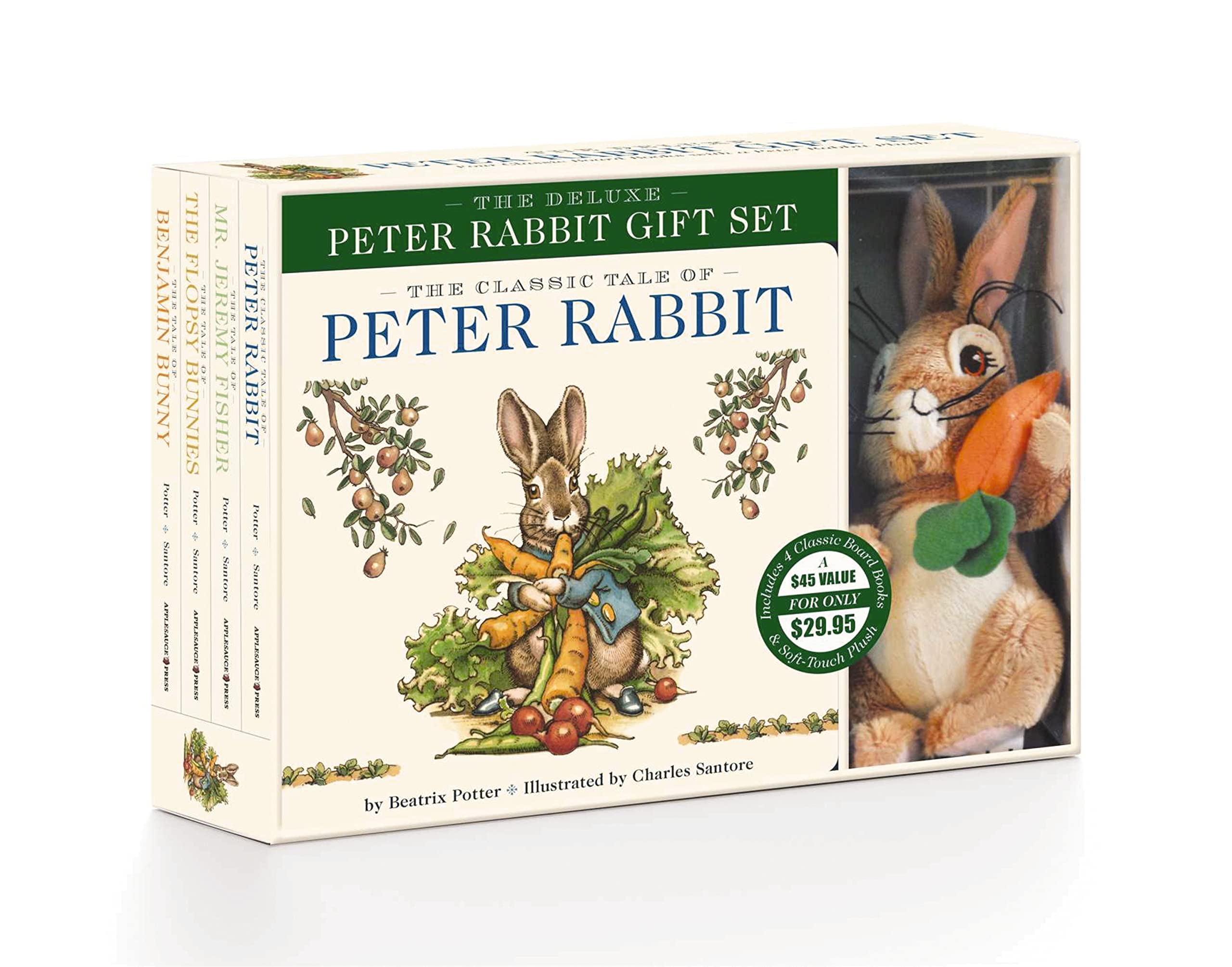 The Peter Rabbit Deluxe Plush Gift Set: The Classic Edition Board Book + Plush Stuffed Animal Toy Rabbit Gift Set (A Classic Tal