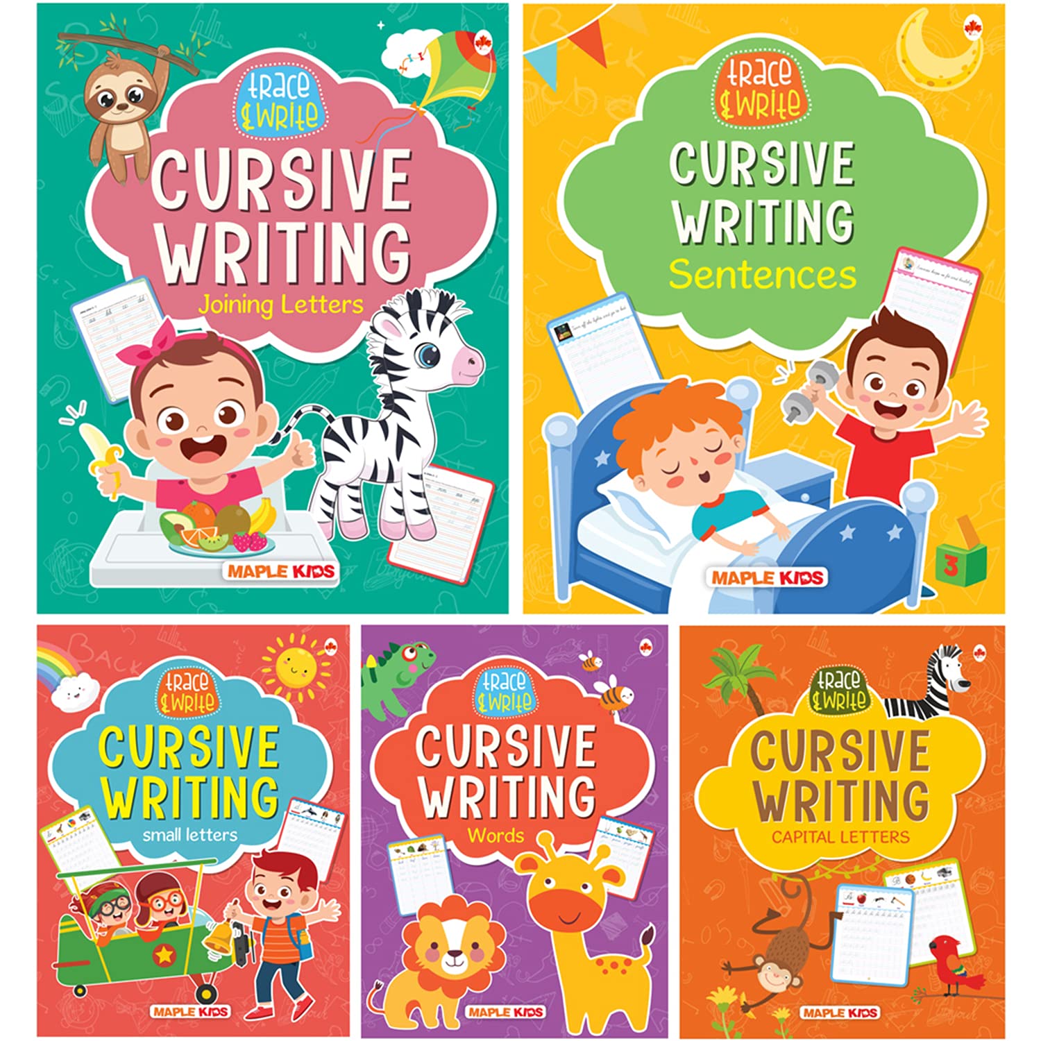 Cursive Writing Books (Set of 5 Books) (Handwriting Practice Books)  Small Letters, Capital Letters, Joining Letters, Sentences