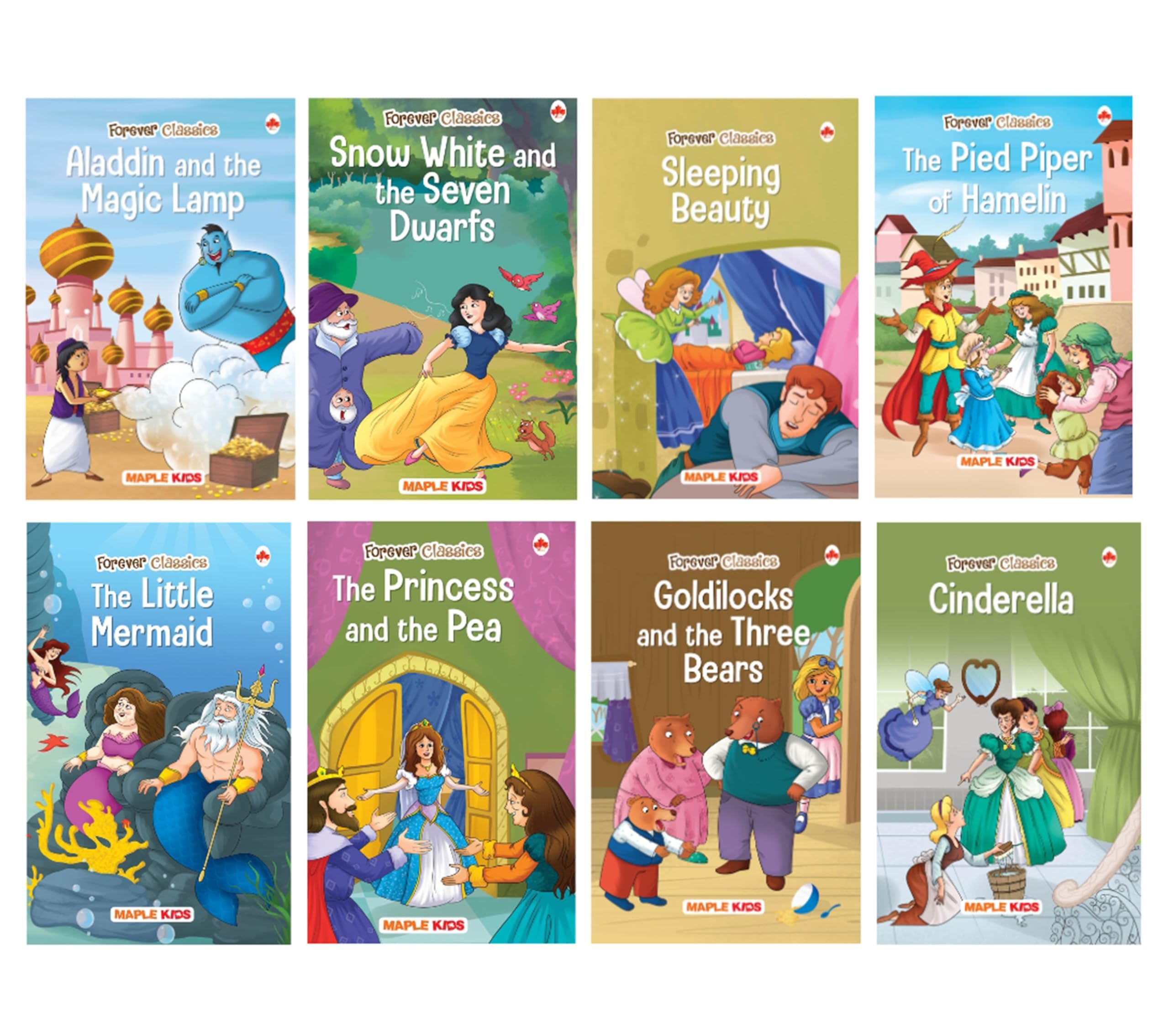 Story Books for Kids (Set of 8 Books) (Illustrated)  Aladdin, Goldilocks, Pied Piper of Hamelin, GoldilocksLittle Mermaid
