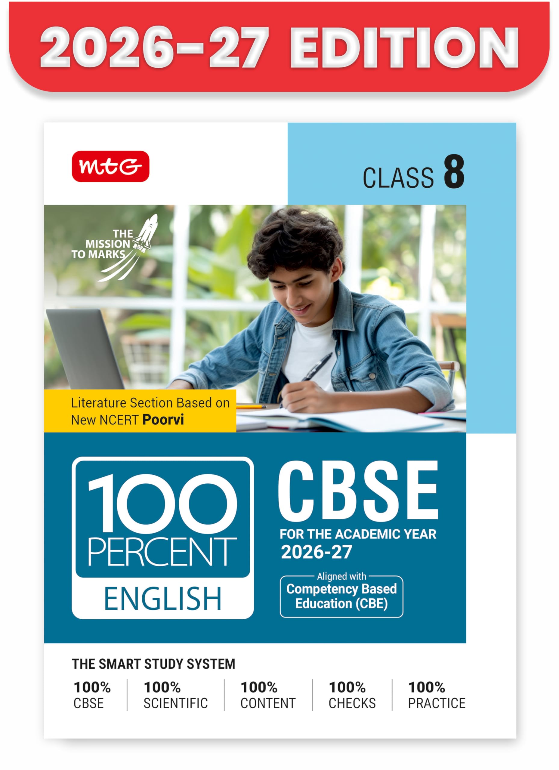 MTG 100 Percent NCERT & CBSE English Language & Literature Class 8 For 202627 Exam | As Per Revised NCERT Textbooks Syllabus | 