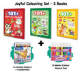 101+ Copy to Colour  Red, Green & Yellow Edition with 12 Colour Pencils + 1 Sharpener + 12 Water Colour Sketch Pens : SkillBu