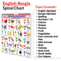 My First ALL IN ONE SPIRAL CHART ENGLISHBANGLA : Chart For Children, Learning Chart For Kids, Early learning Chart With 16 Topi
