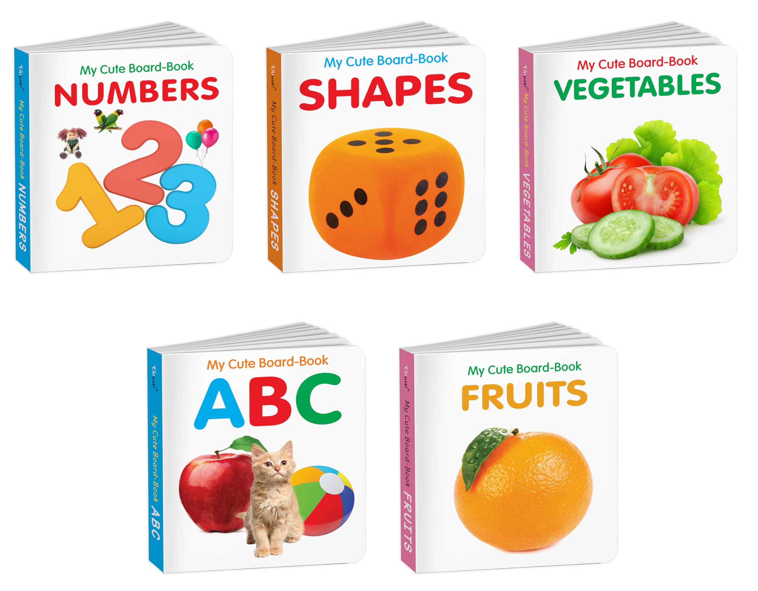 Early Learning Little Library for Toddlers : Pocket Books Set of ABC, Vegetables, Shapes, Fruits and Numbers  Toddler learning 